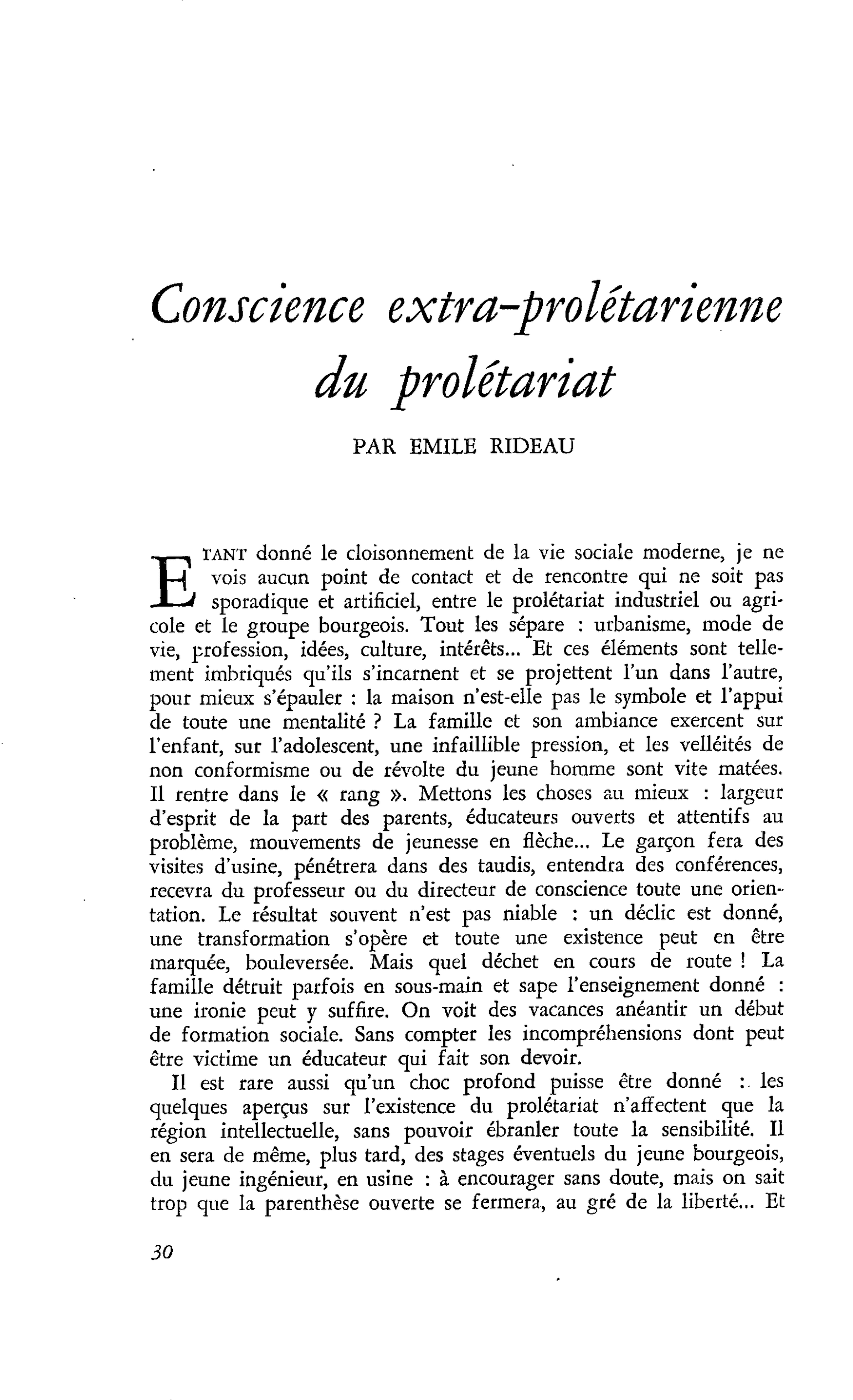 Conscience extra-prolétarienne du prolétariat