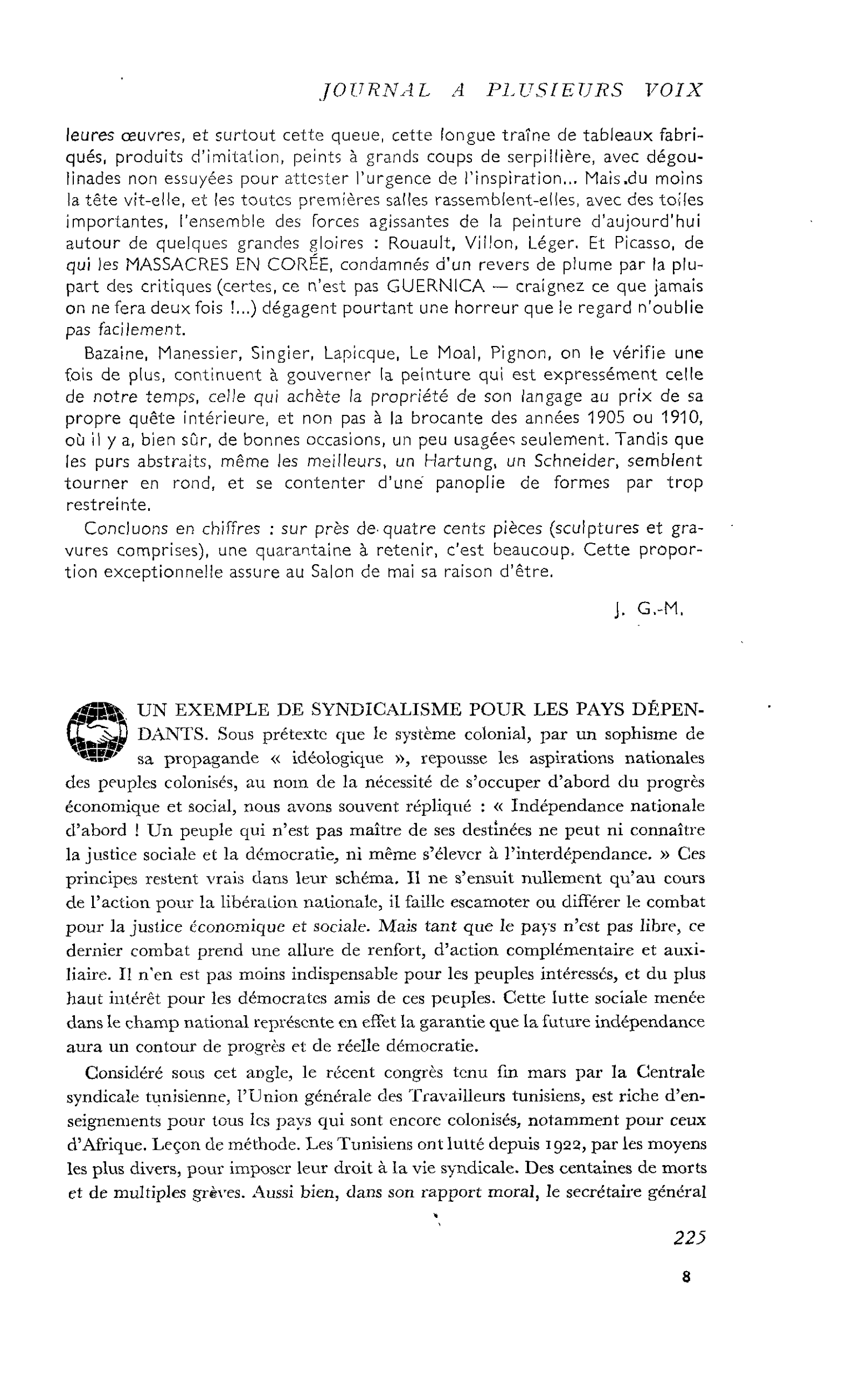 UN EXEMPLE DE SYNDICALISME POUR LES PAYS DÉPENDANTS