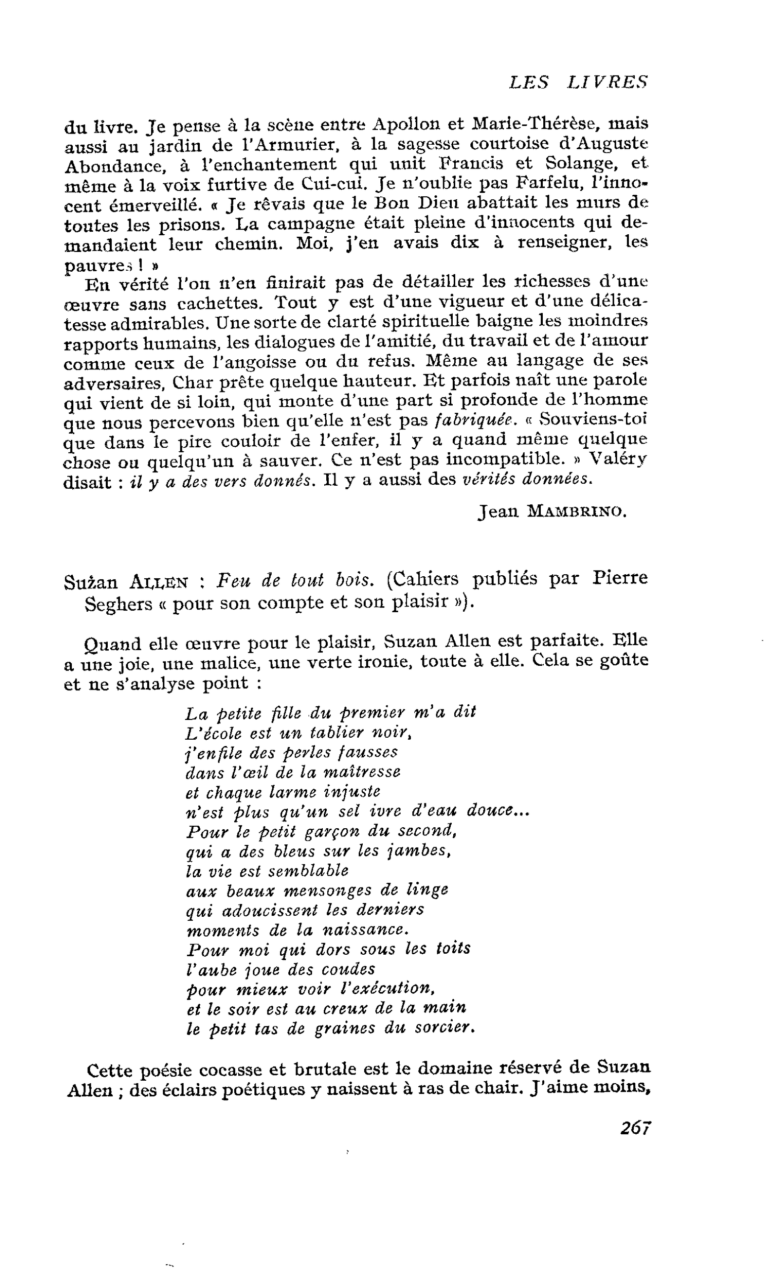 Suzan Allen : Feu de tout bois