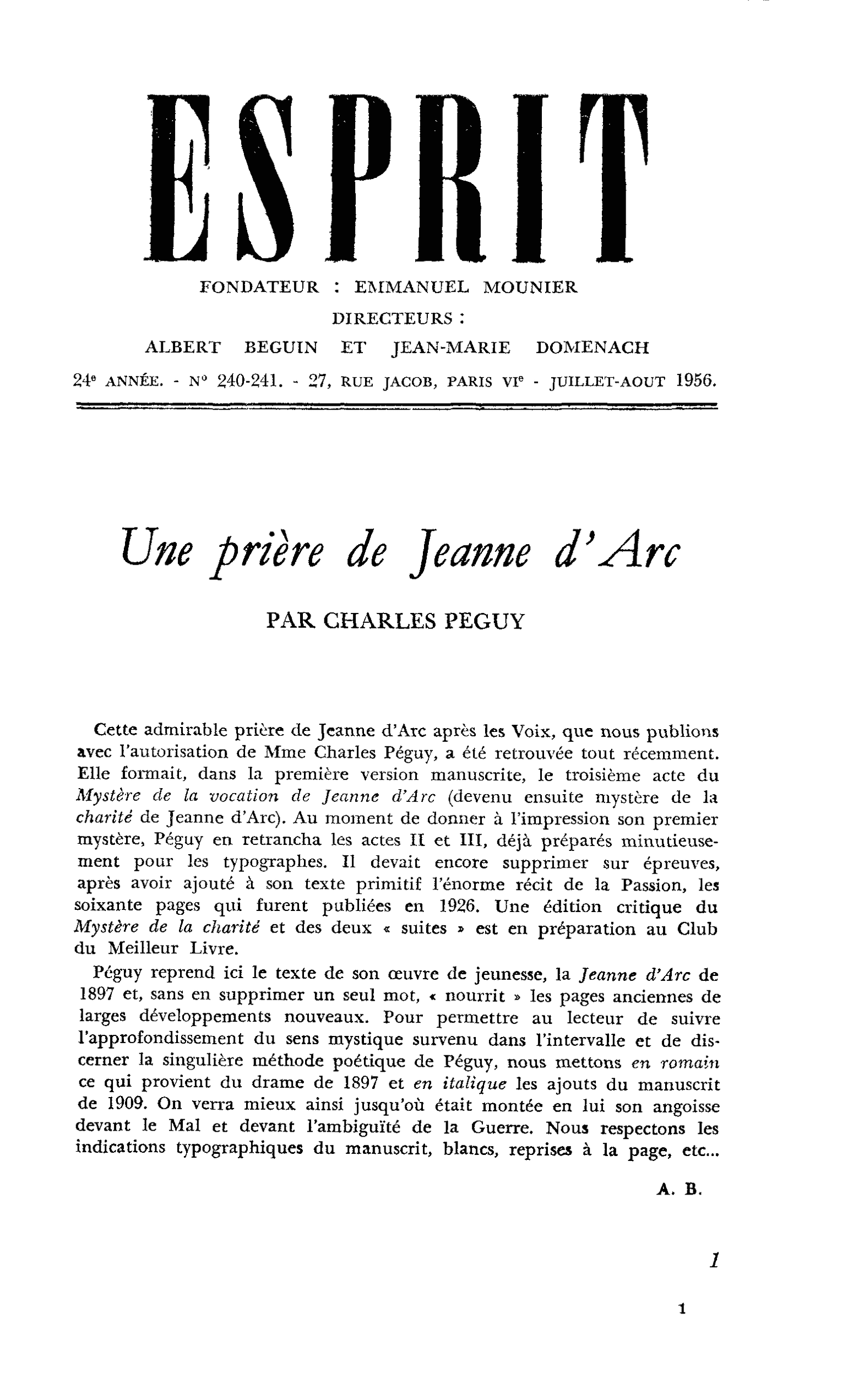 Une prière de Jeanne d’Arc