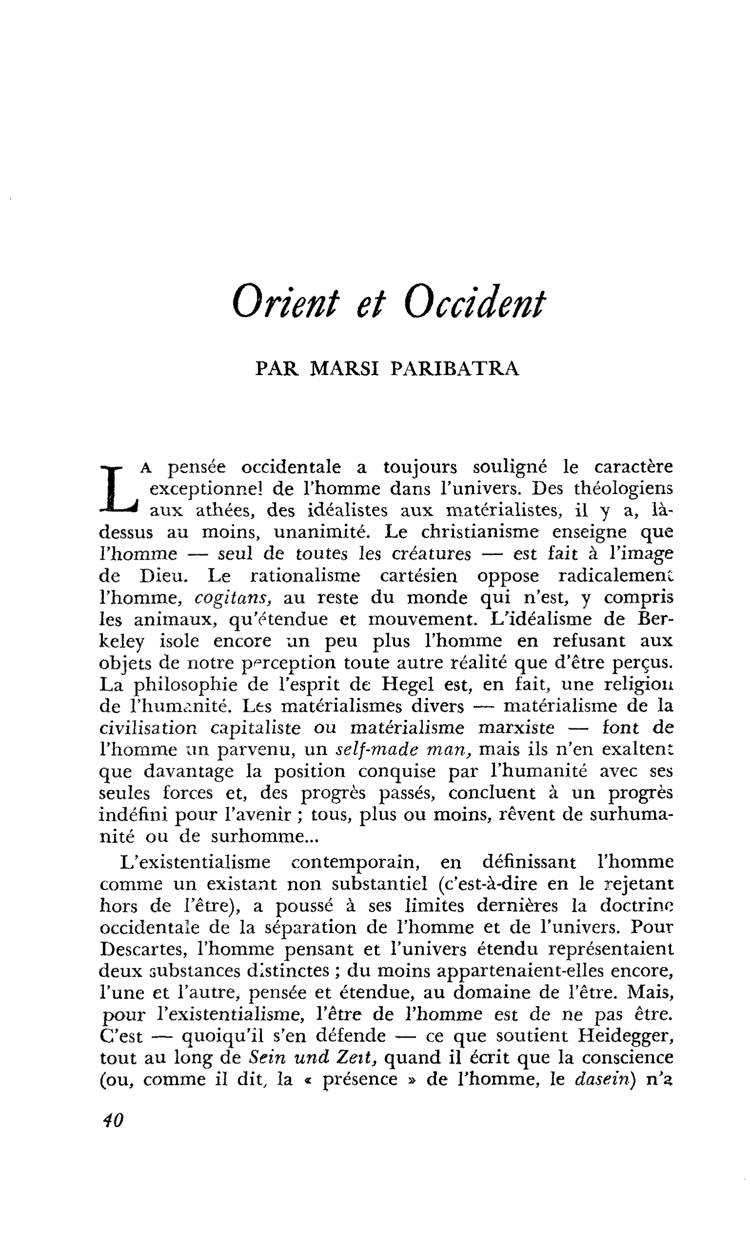 Orient et Occident