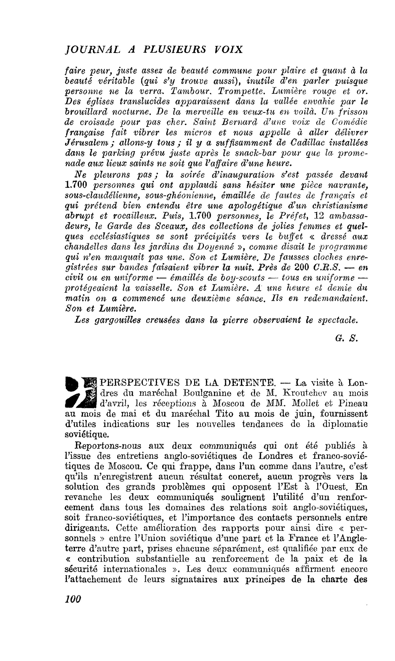 PERSPECTIVES DE LA DETENTE
