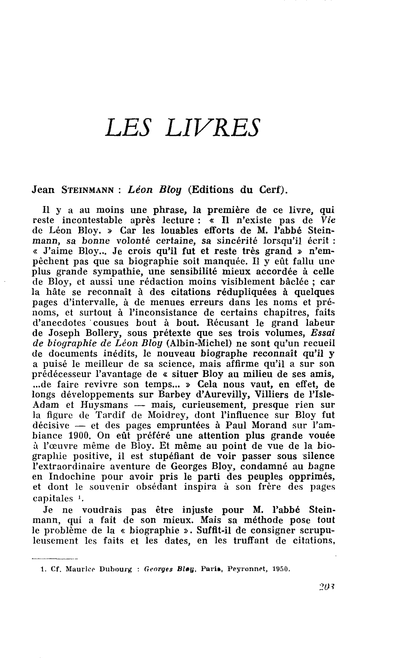 Jean Steinmann : Léon Bloy