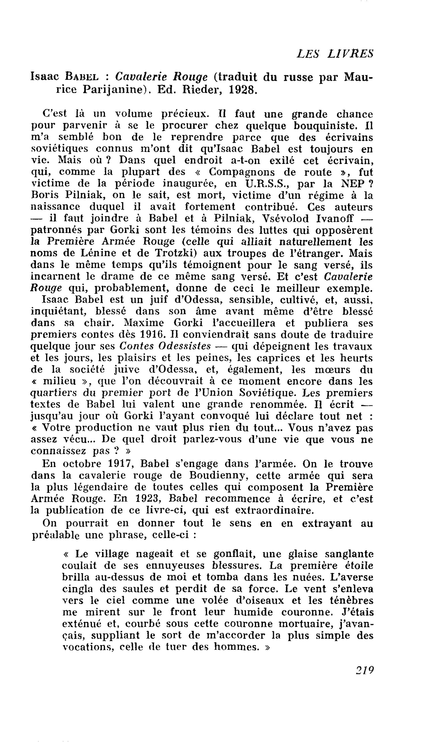 Isaac Babel : Cavalerie Rouge