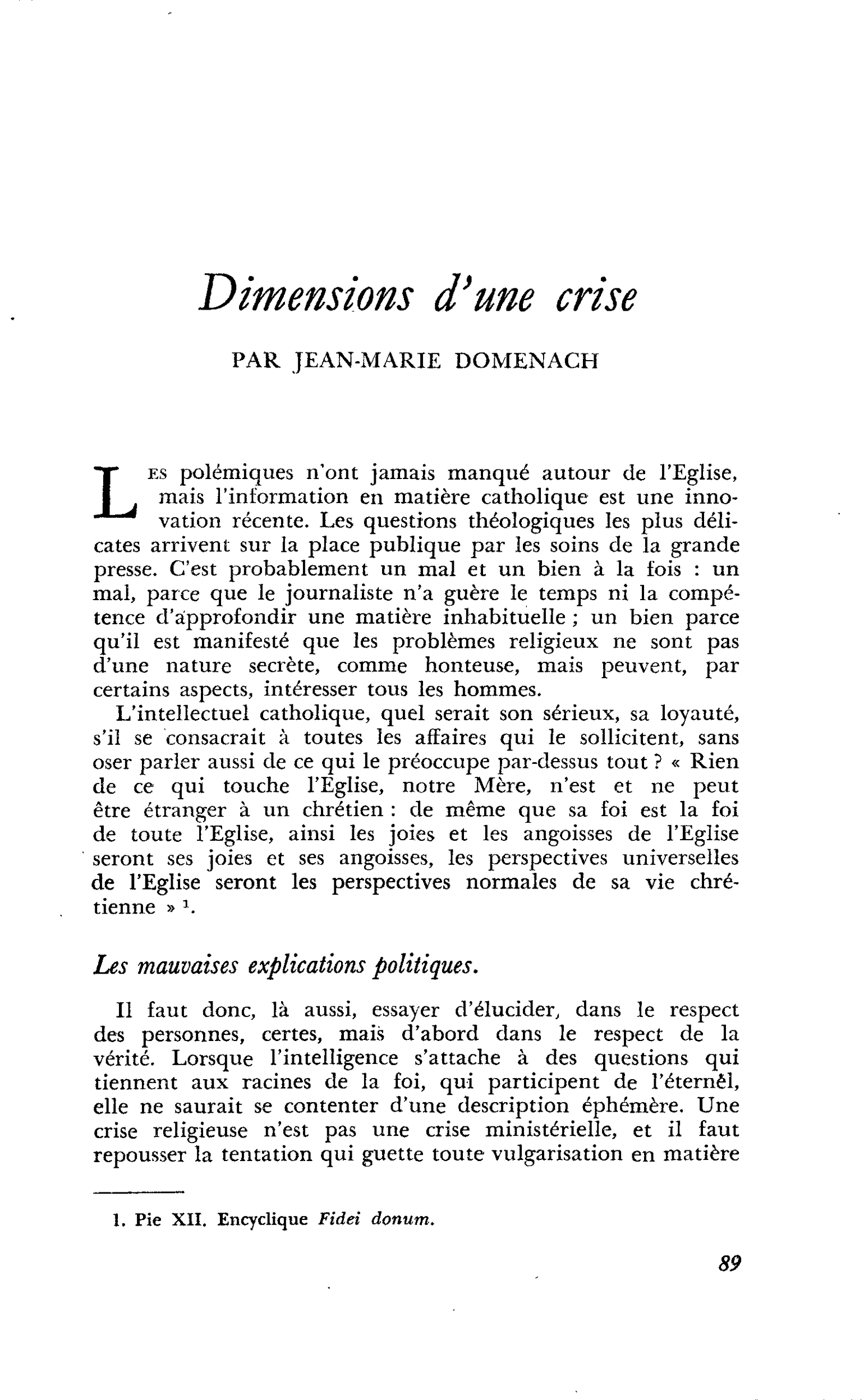 Dimensions d’une crise