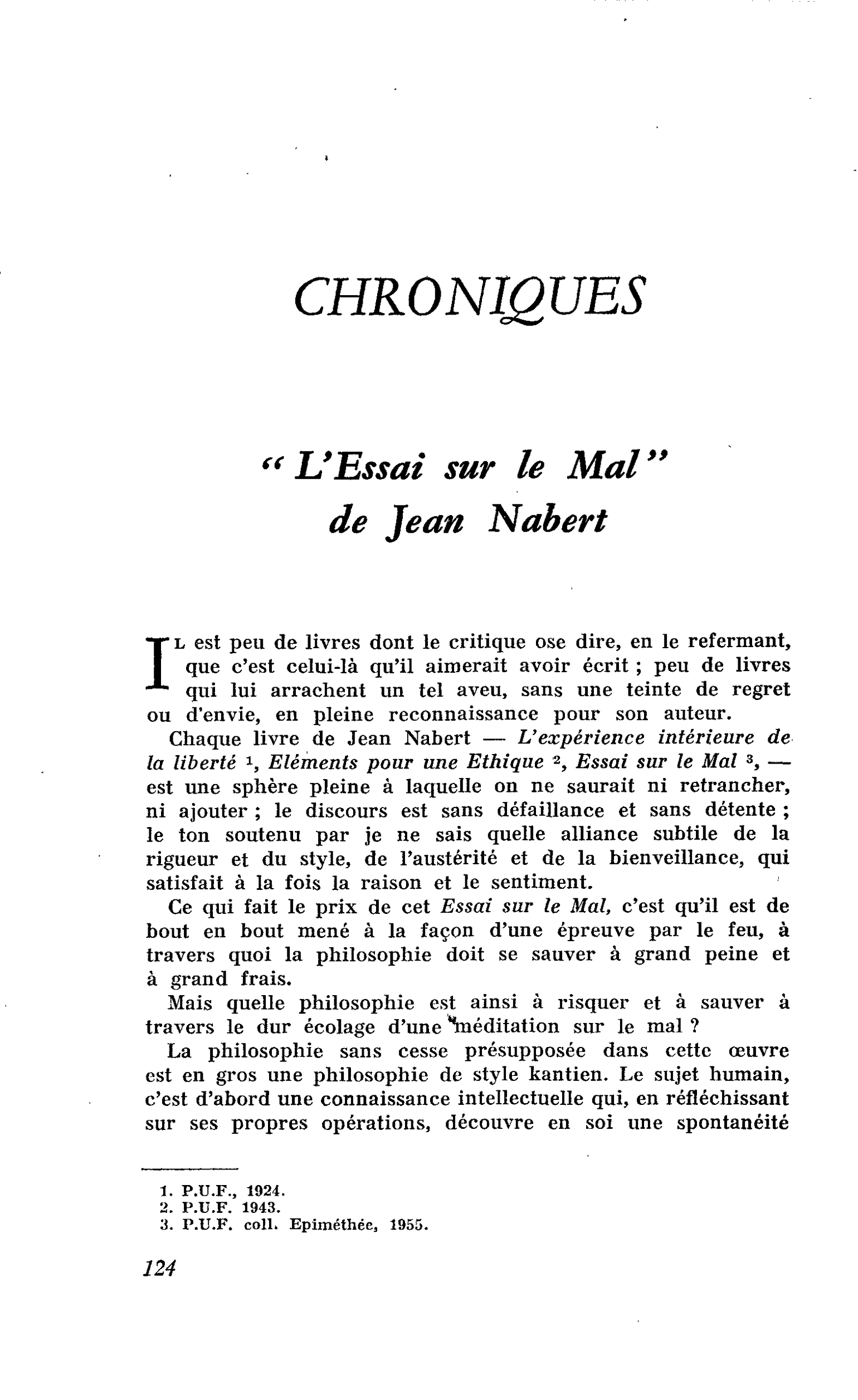 L’Essai sur le Mal« de Jean Nabert