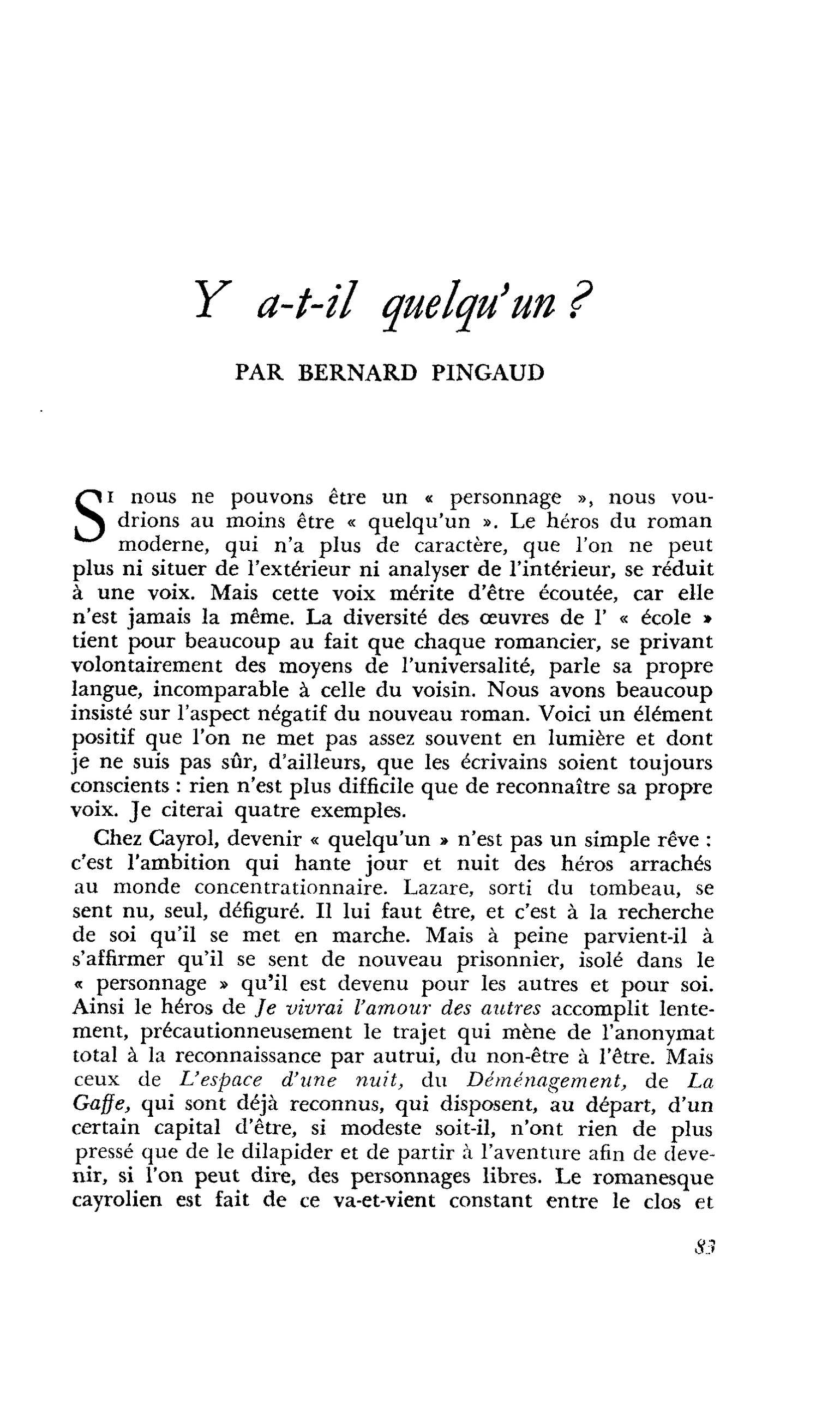 Y a-t-il quelqu’un ?