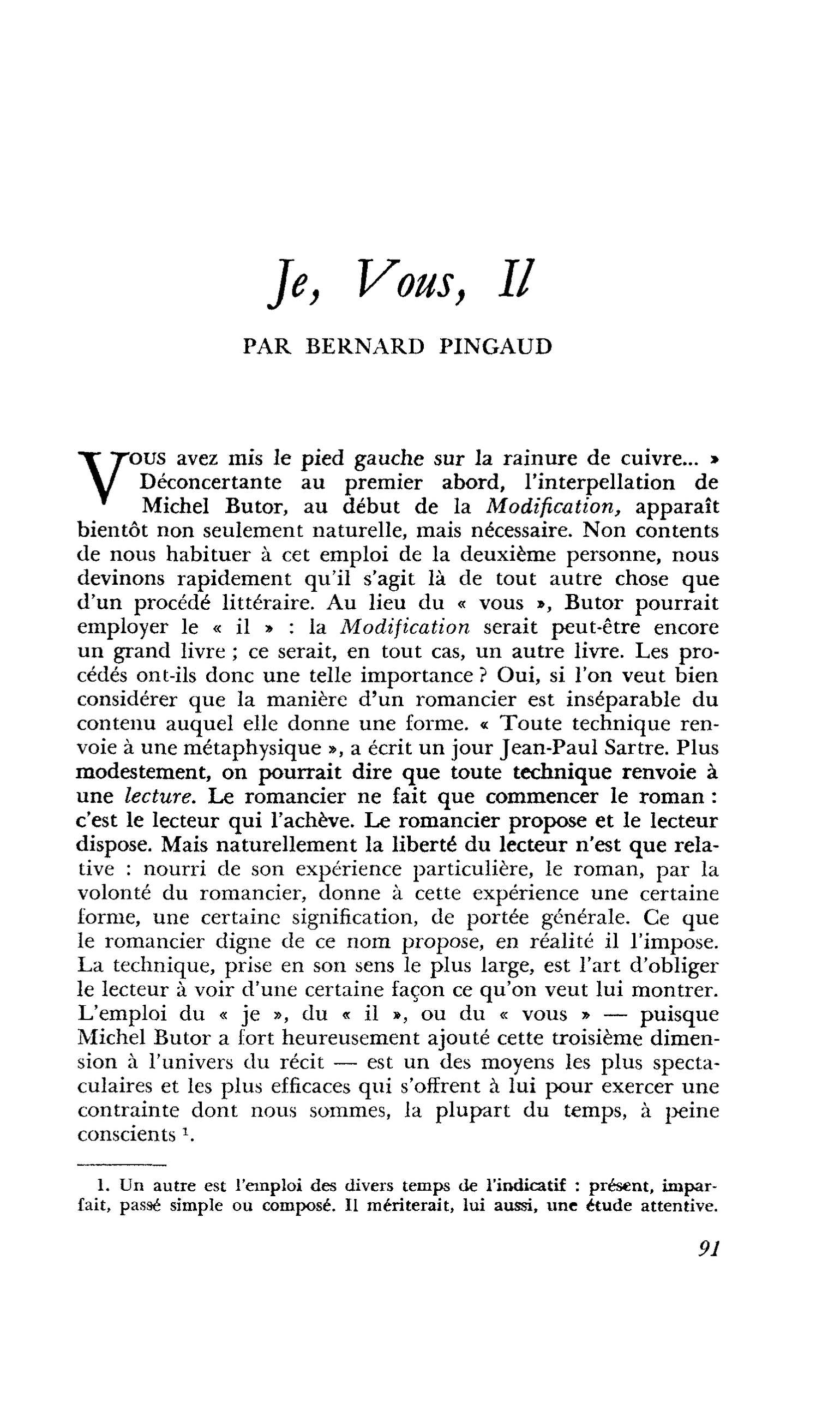 Je, Vous, Il