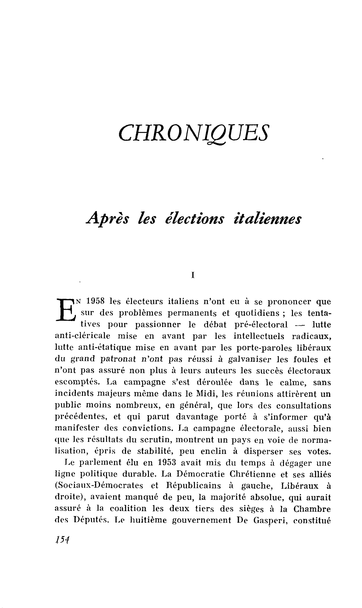 Après les élections italiennes