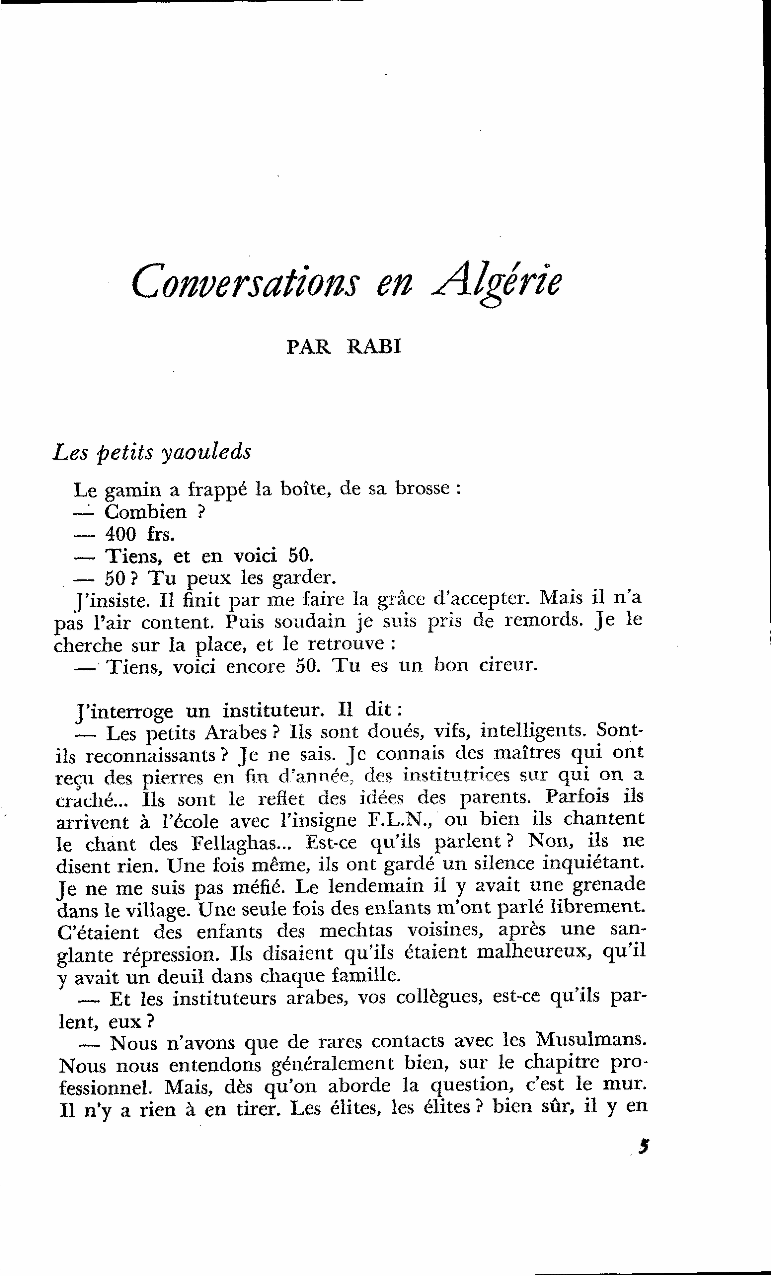 Conversations en Algérie