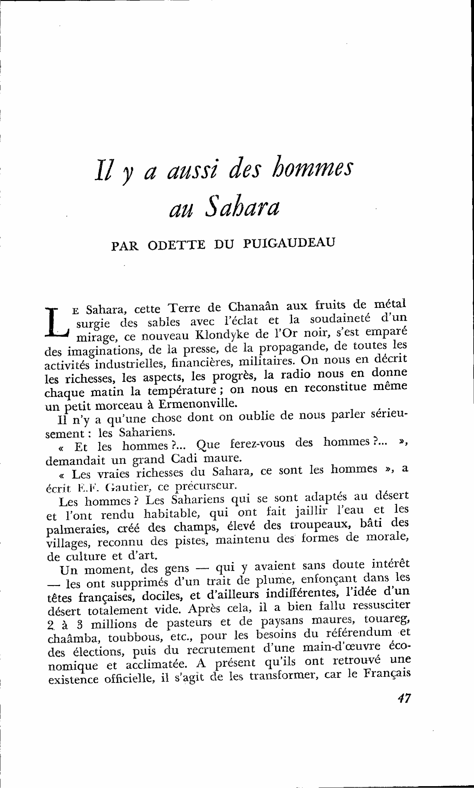 Il y a aussi des hommes au Sahara