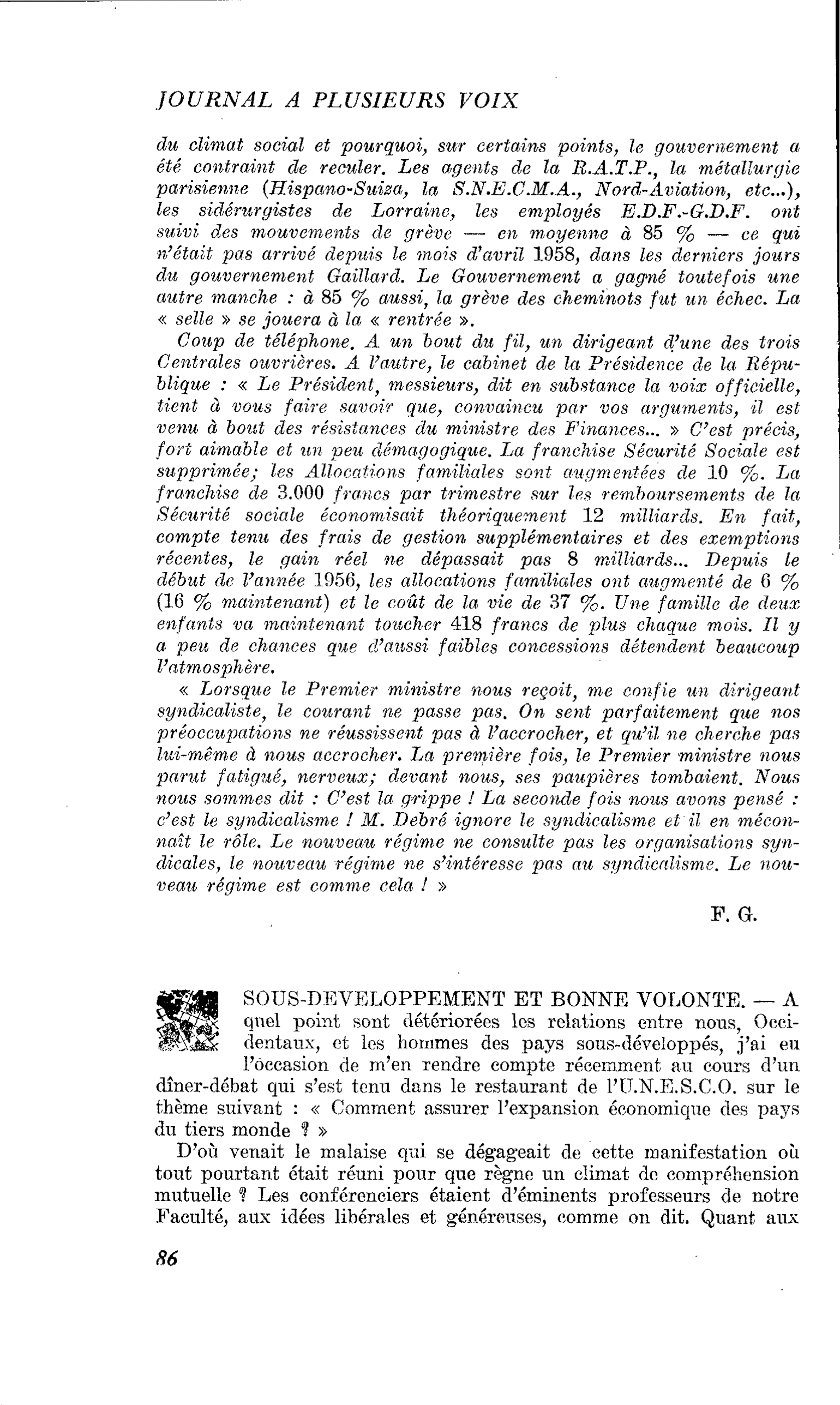 SOUS-DEVELOPPEMENT ET BONNE VOLONTE
