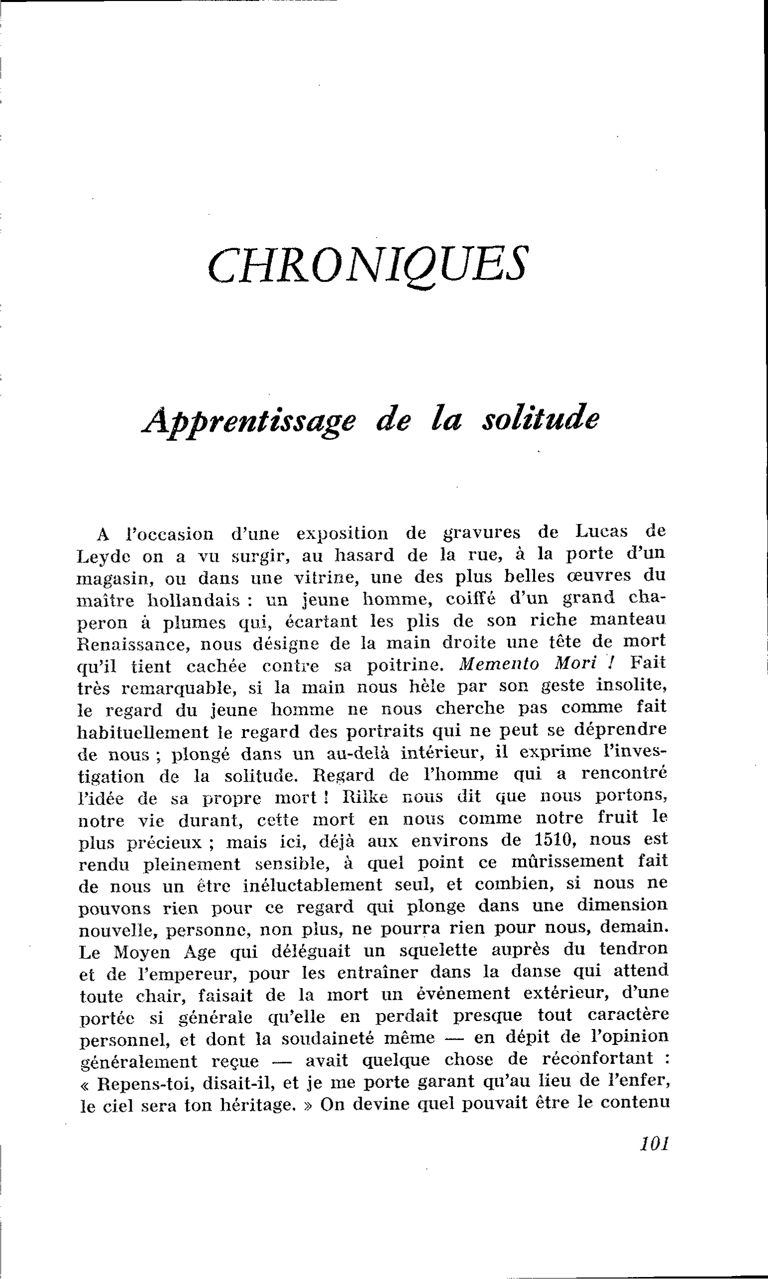 Apprentissage de la solitude
