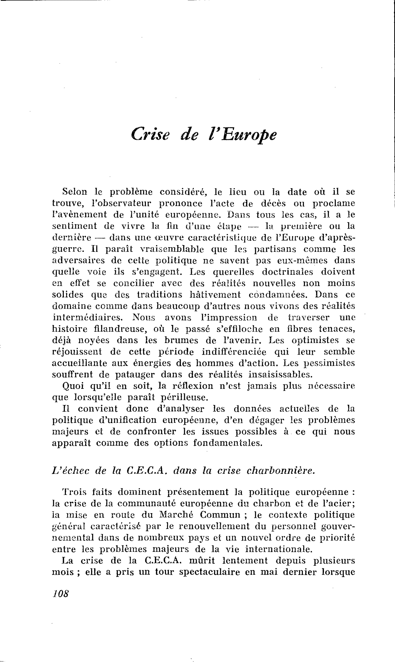 Crise de l’Europe