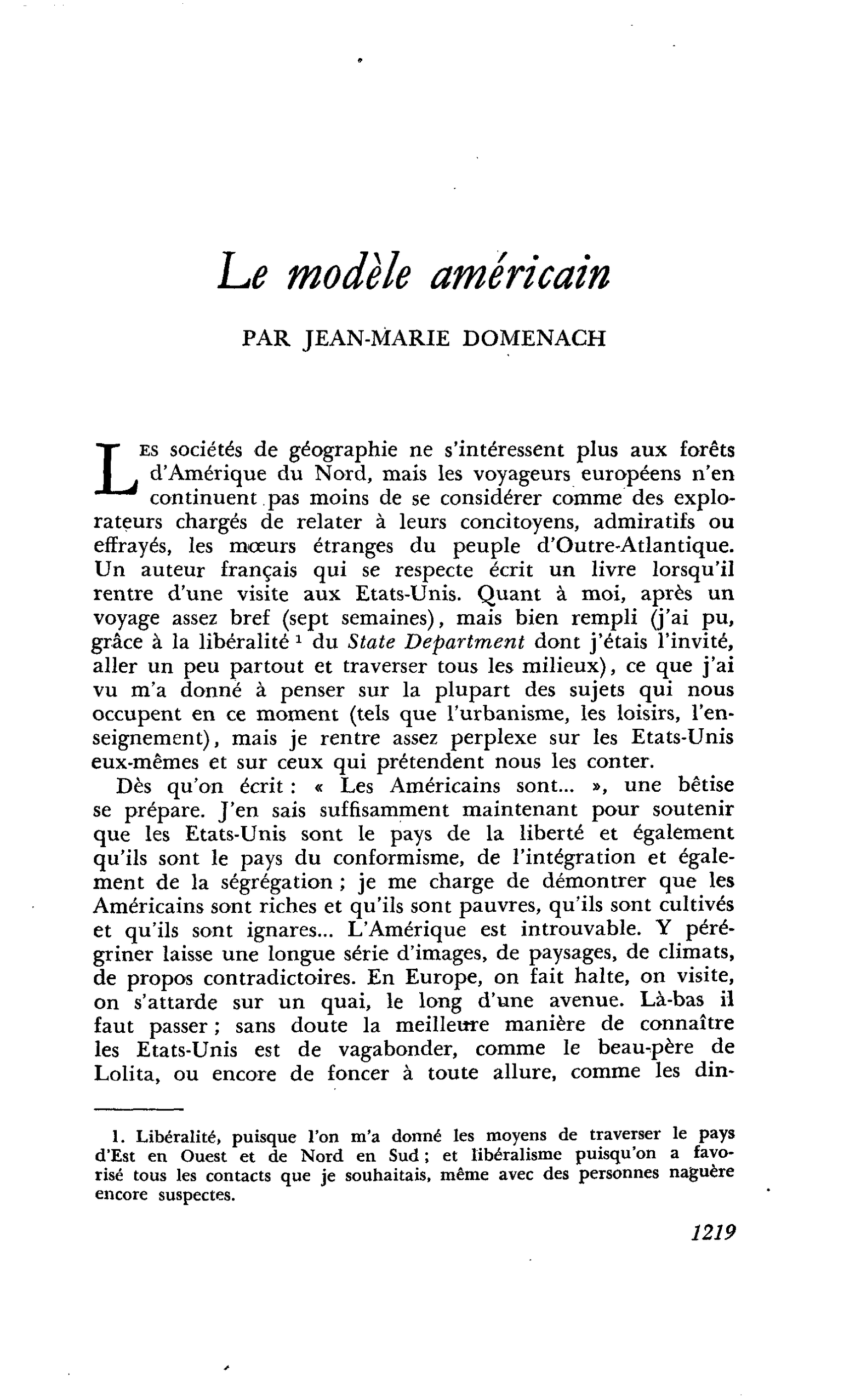 Le modèle américain