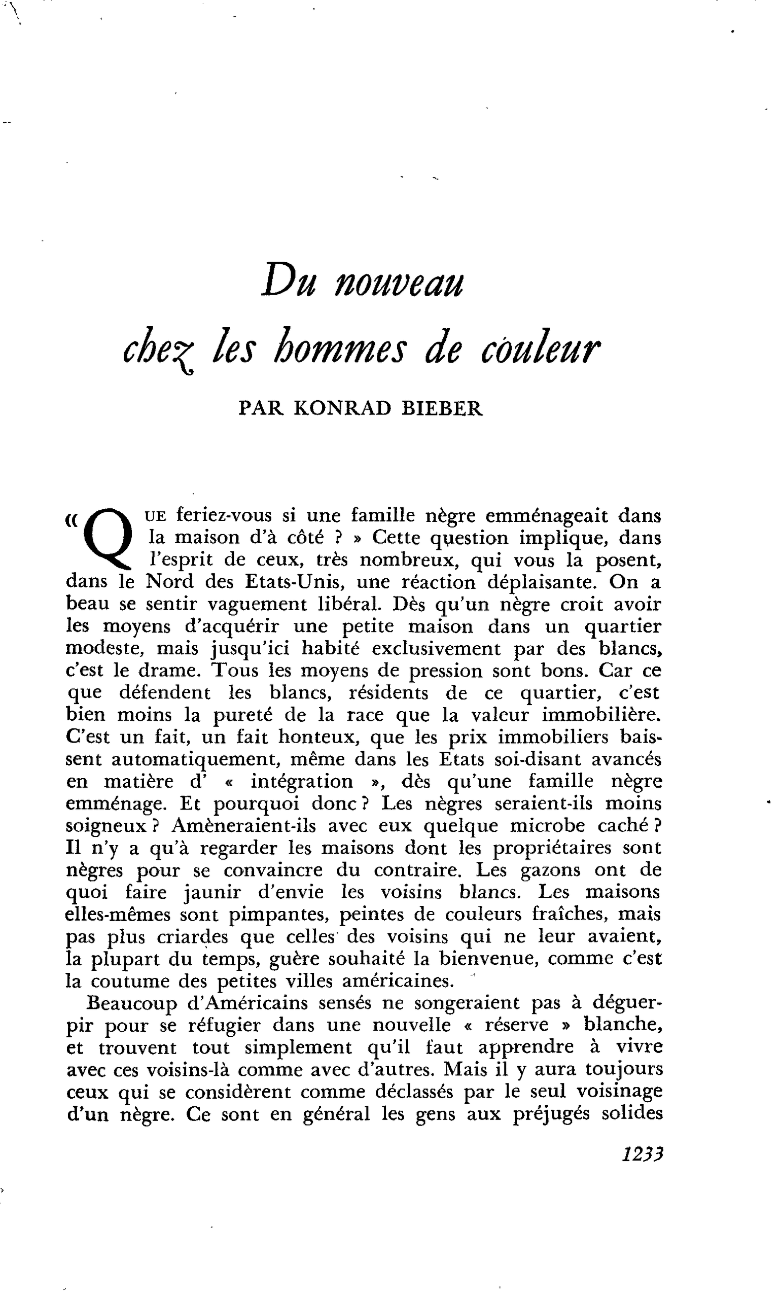 Du nouveau chez les hommes de couleur