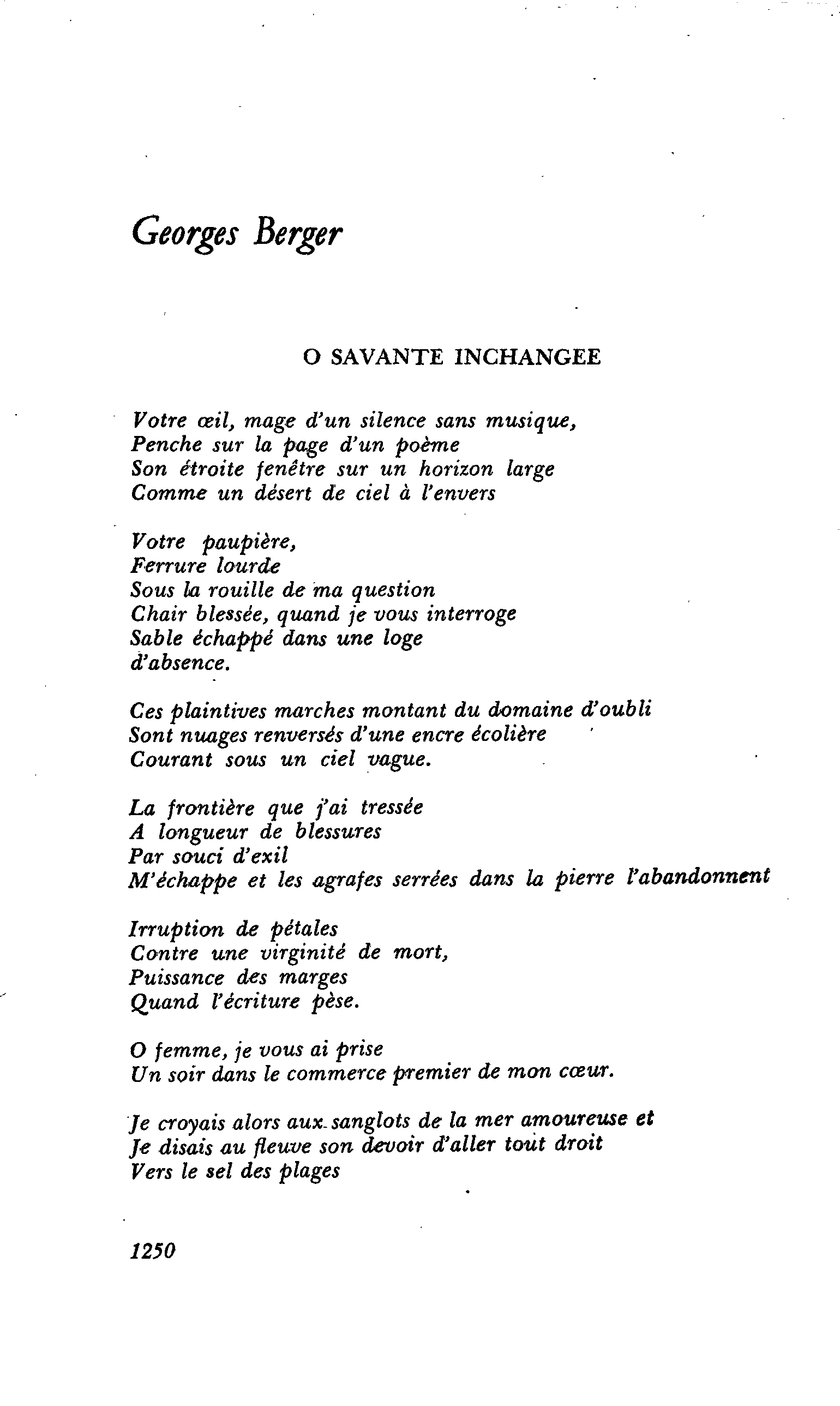 POÈMES : Georges Berger