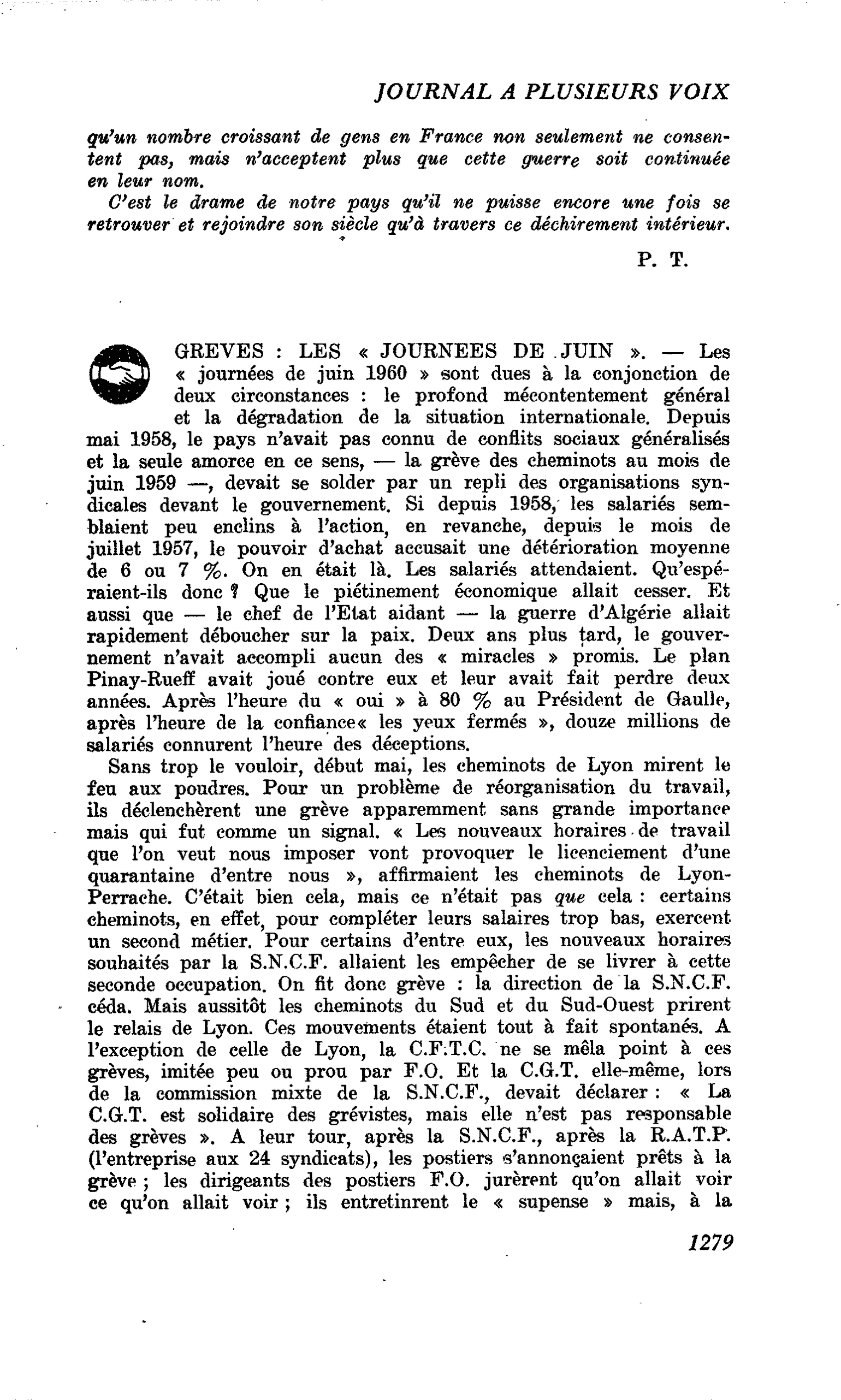 GREVES : LES « JOURNEES DE JUIN »