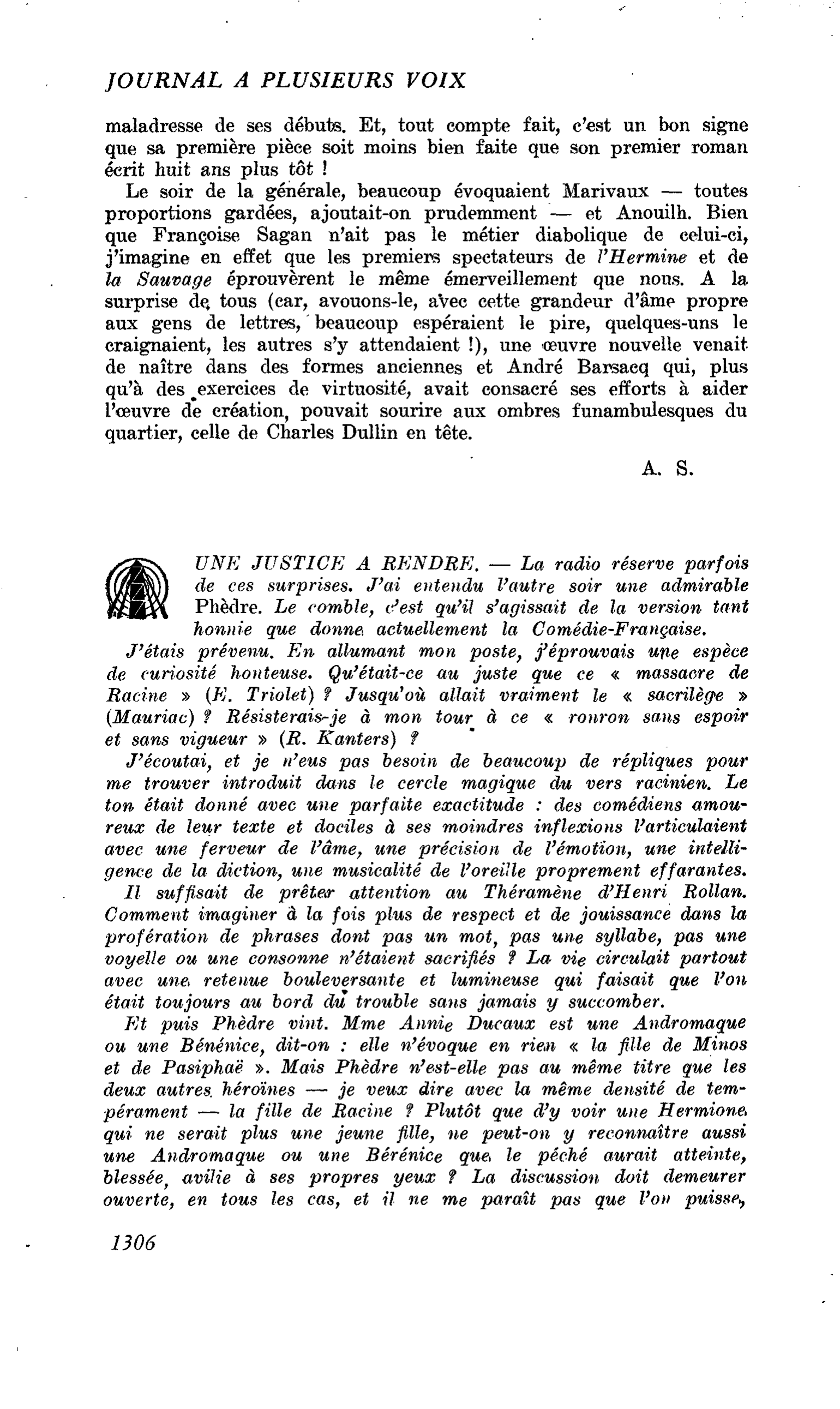 UNE JUSTICE A RENDRE