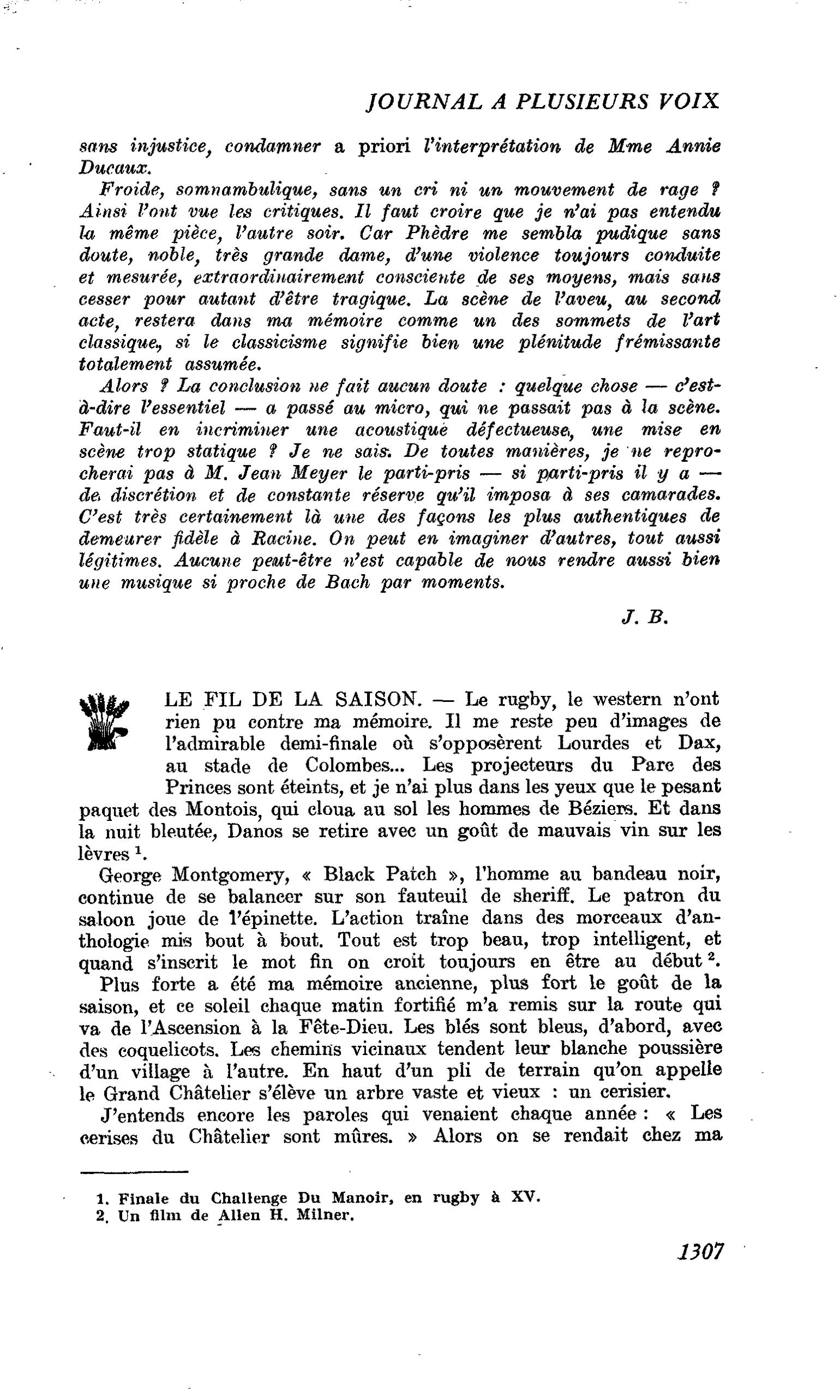 LE FIL DE LA SAISON