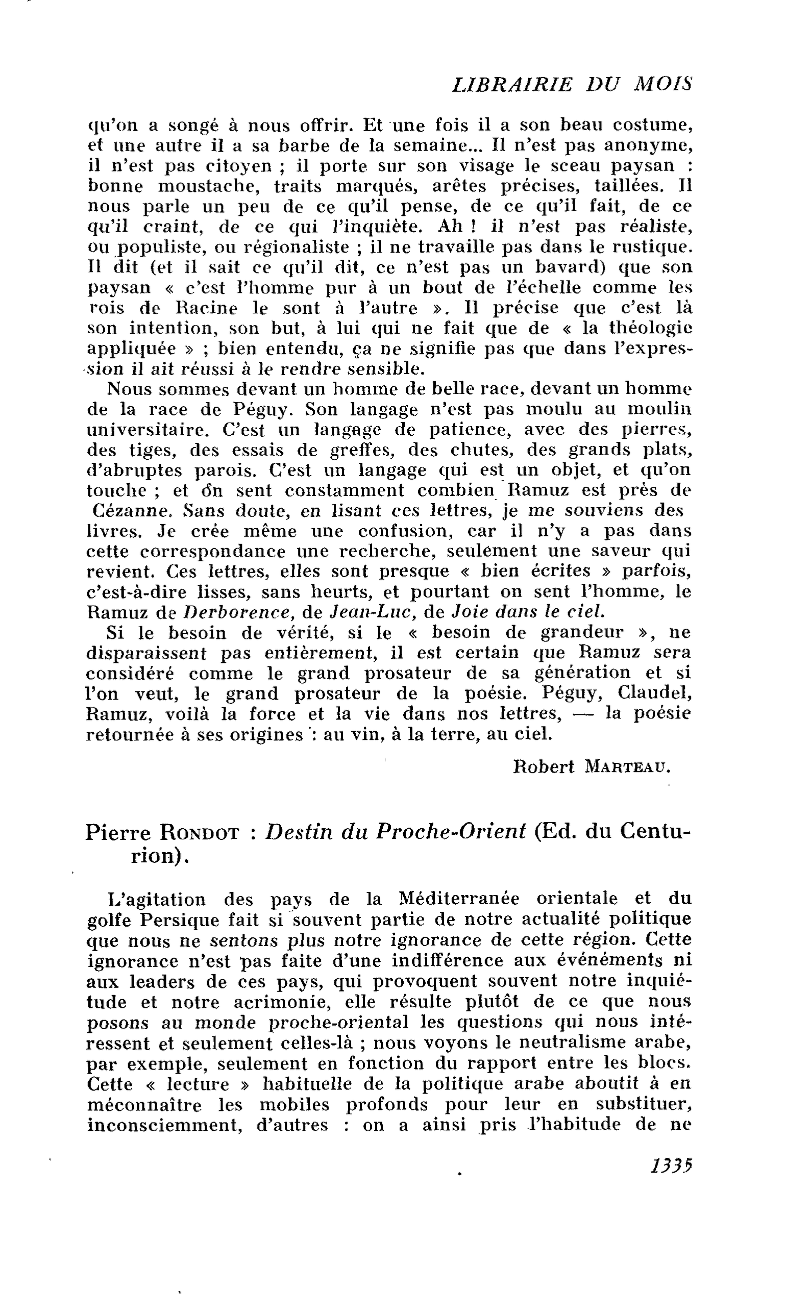 Pierre Rondot : Destin du Proche-Orient