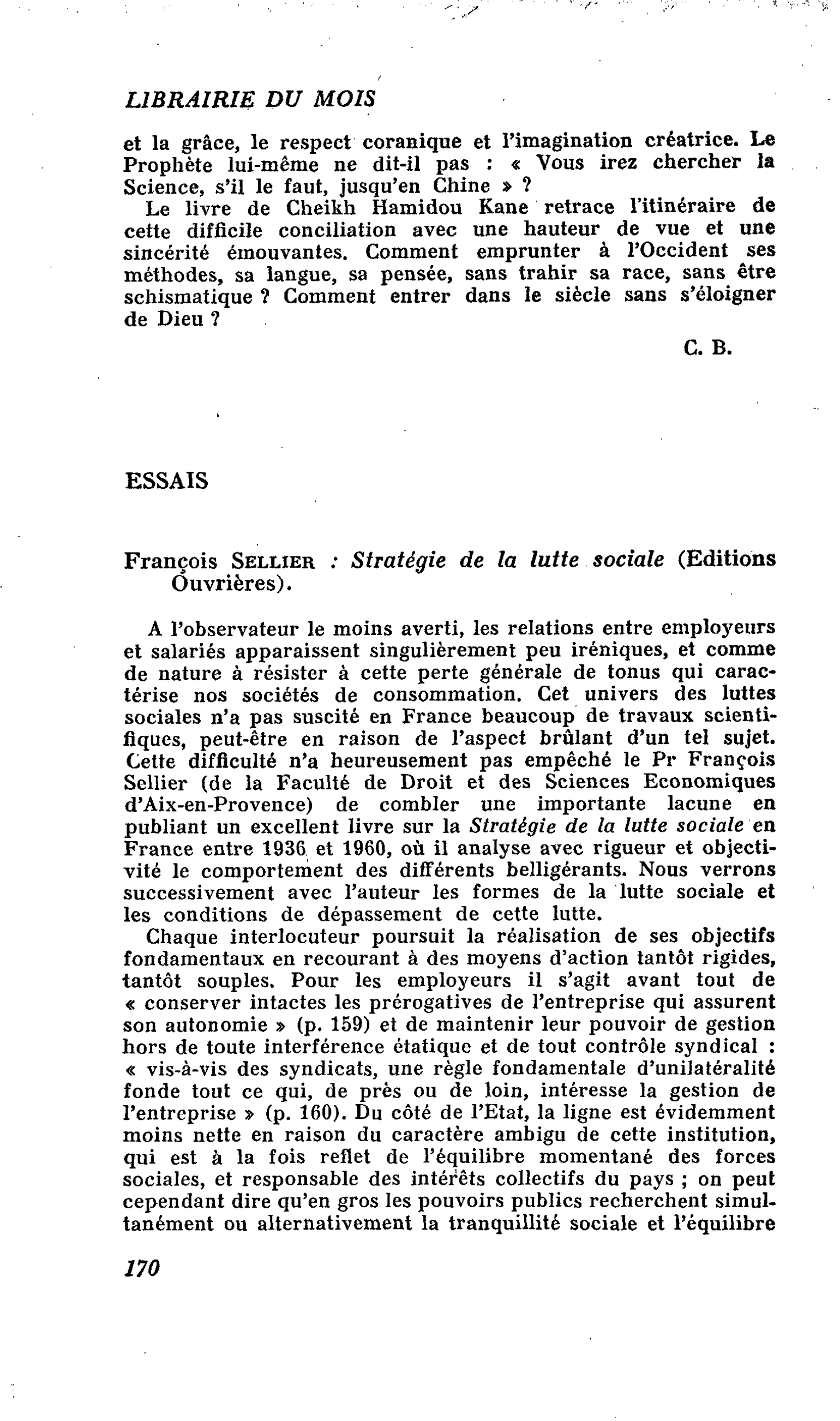 François Sellier : Stratégie de la lutte sociale