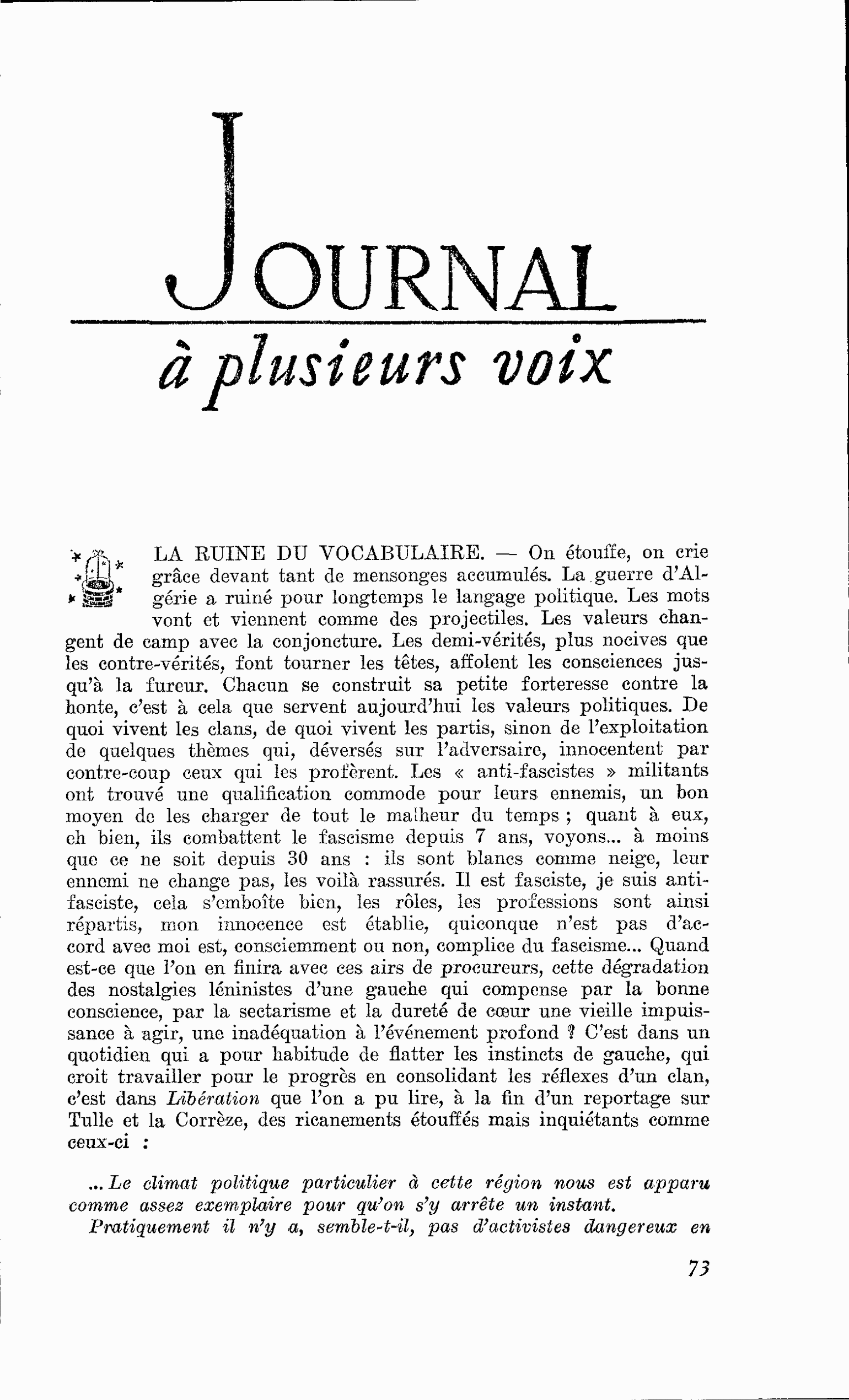 LA RUINE DU VOCABULAIRE