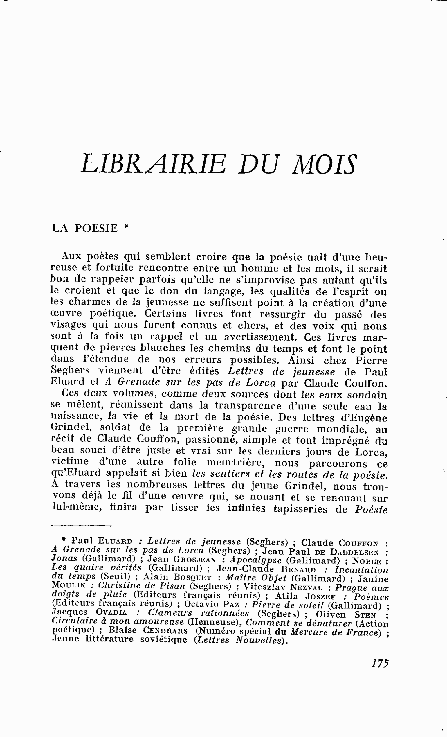 LA POESIE