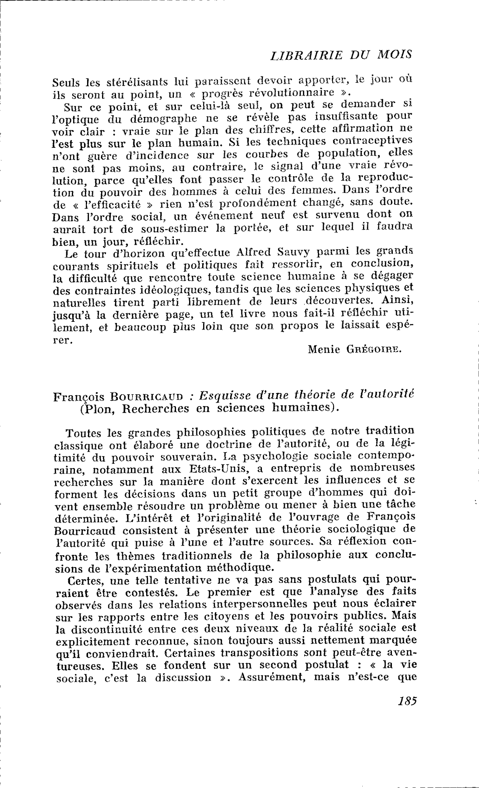 François BOURRICAUD : Esquisse d’une théorie de l’autorité