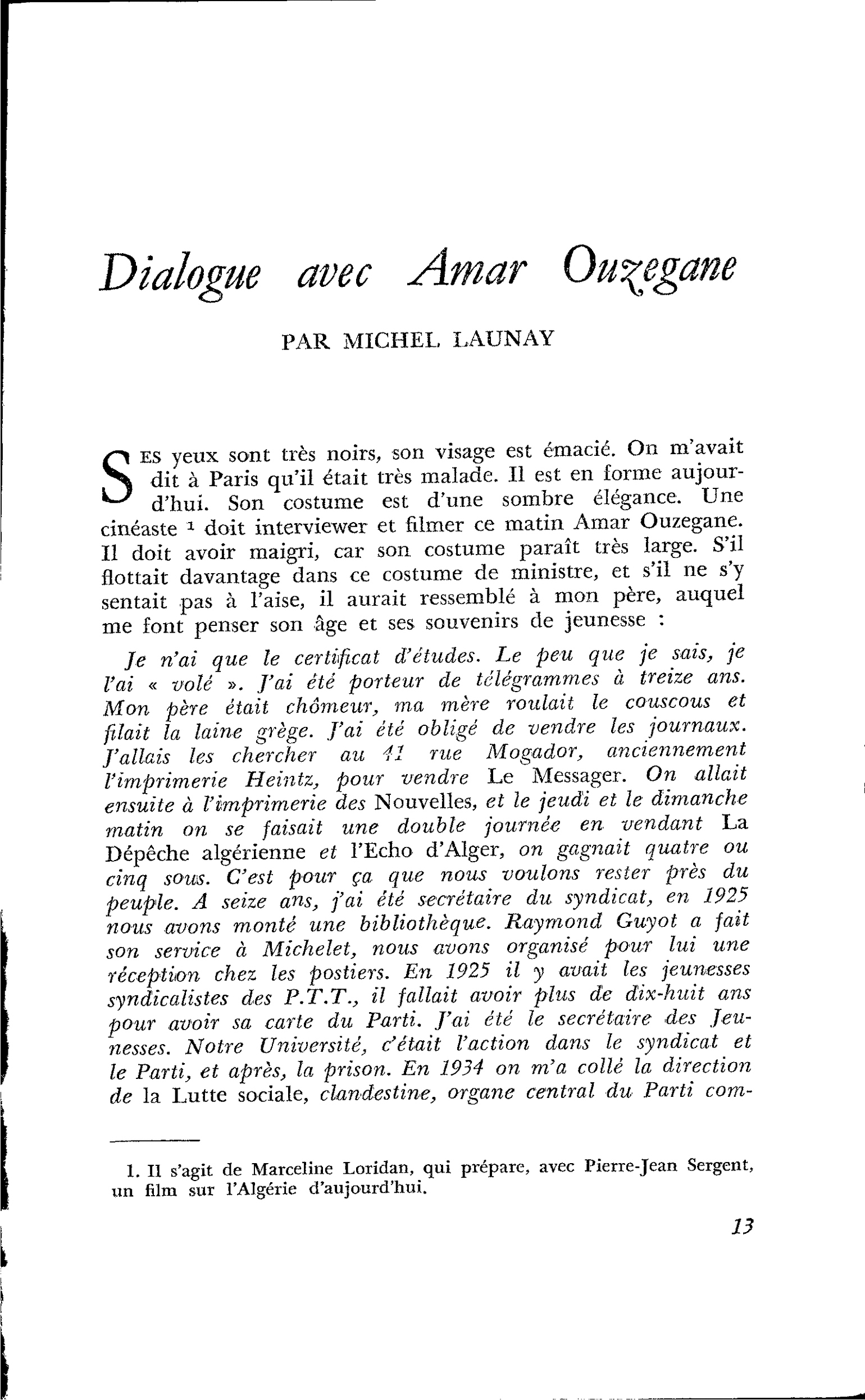 Dialogue avec Amar Ouzegane