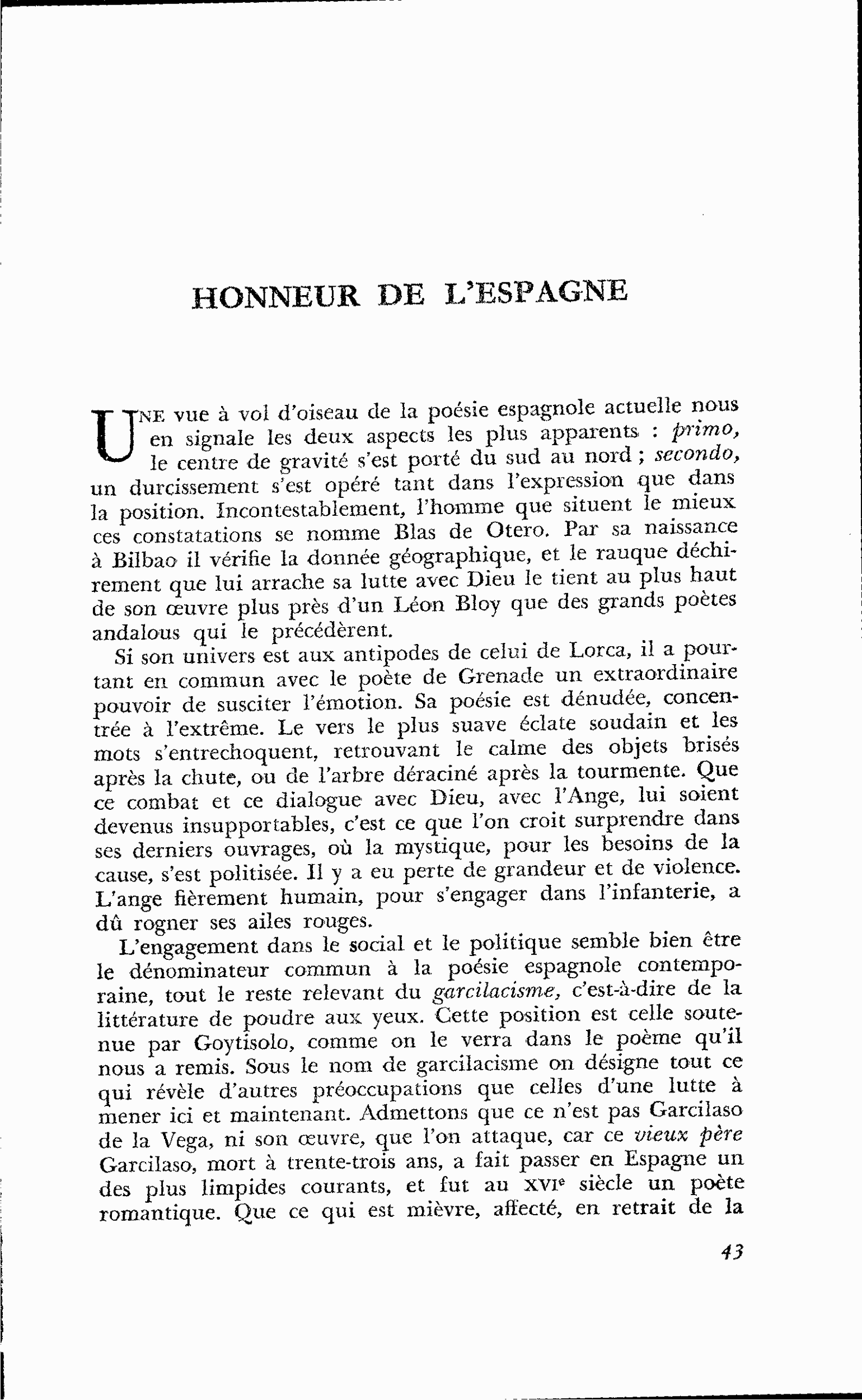 HONNEUR DE L’ESPAGNE