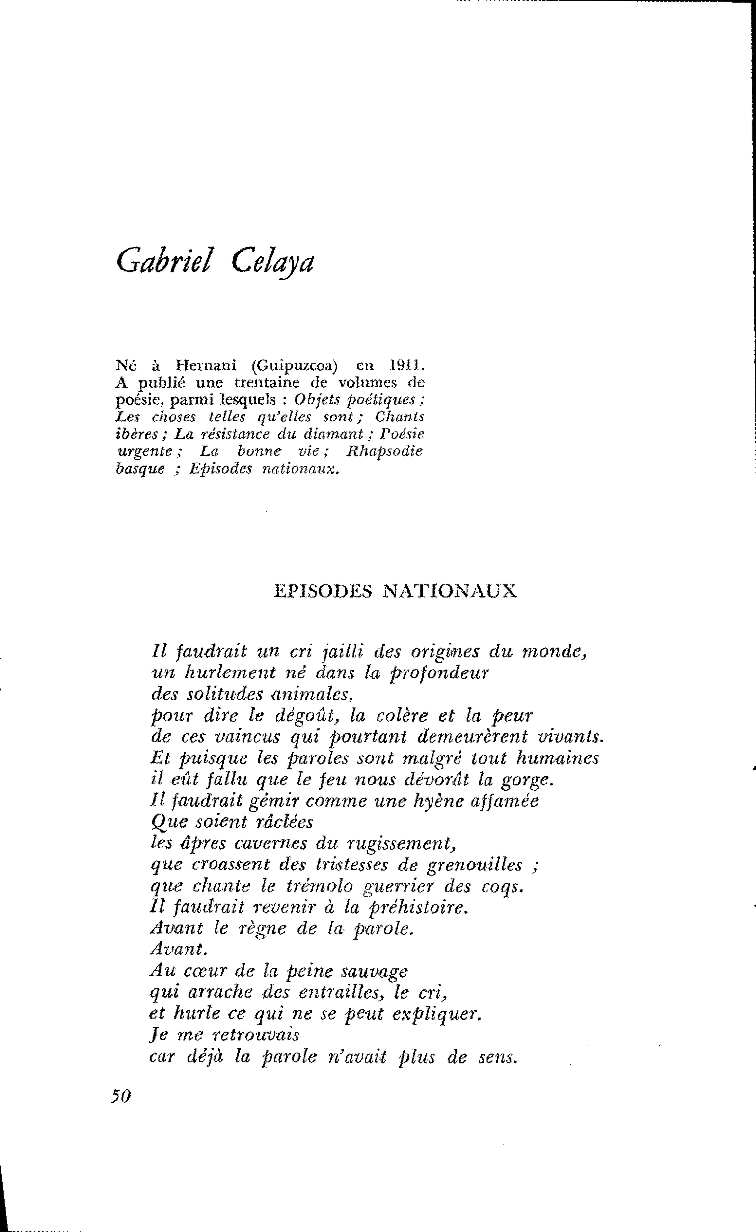 HONNEUR DE L’ESPAGNE : Gabriel Celaya