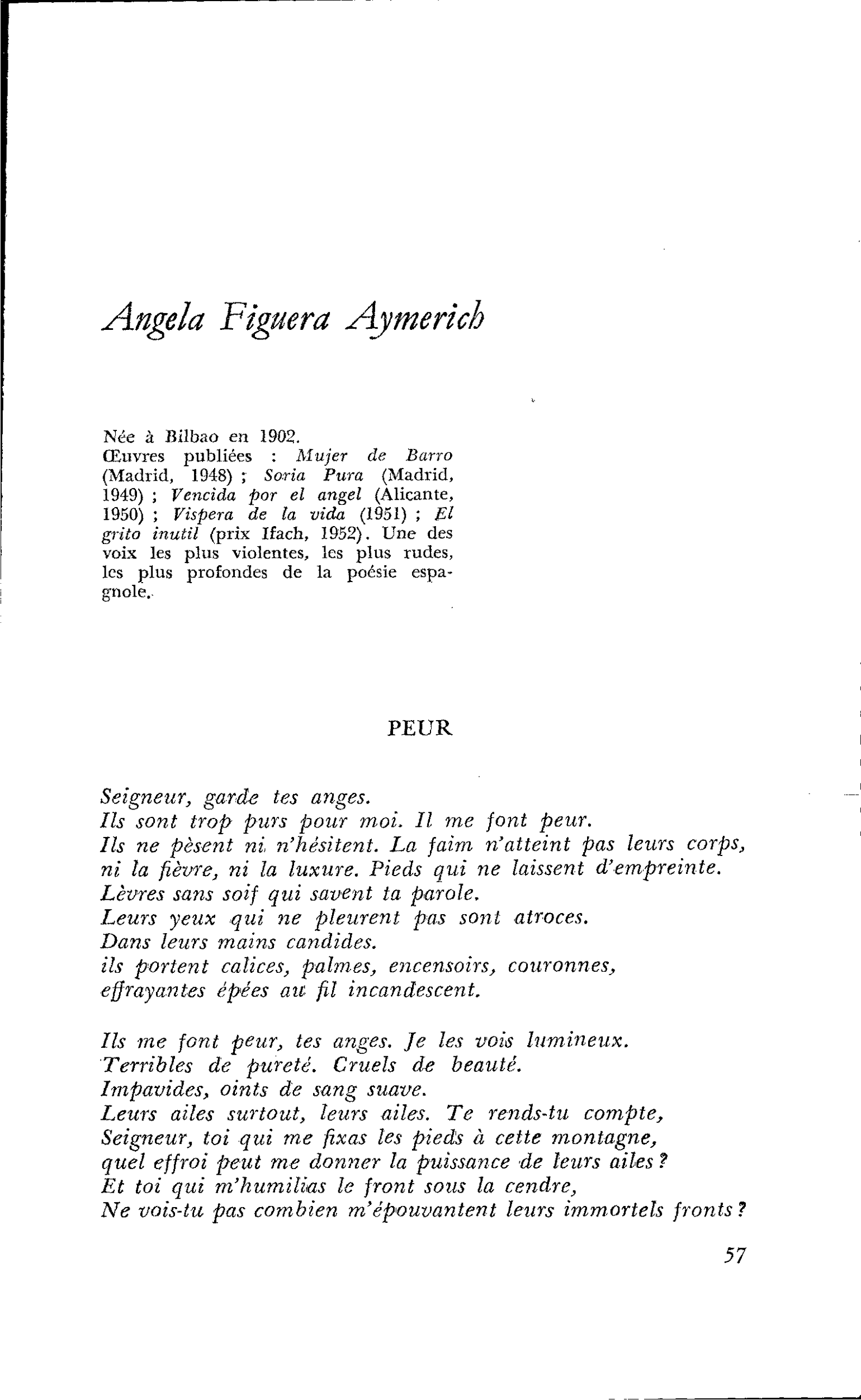 HONNEUR DE L’ESPAGNE : Angela Figuera Aymerich