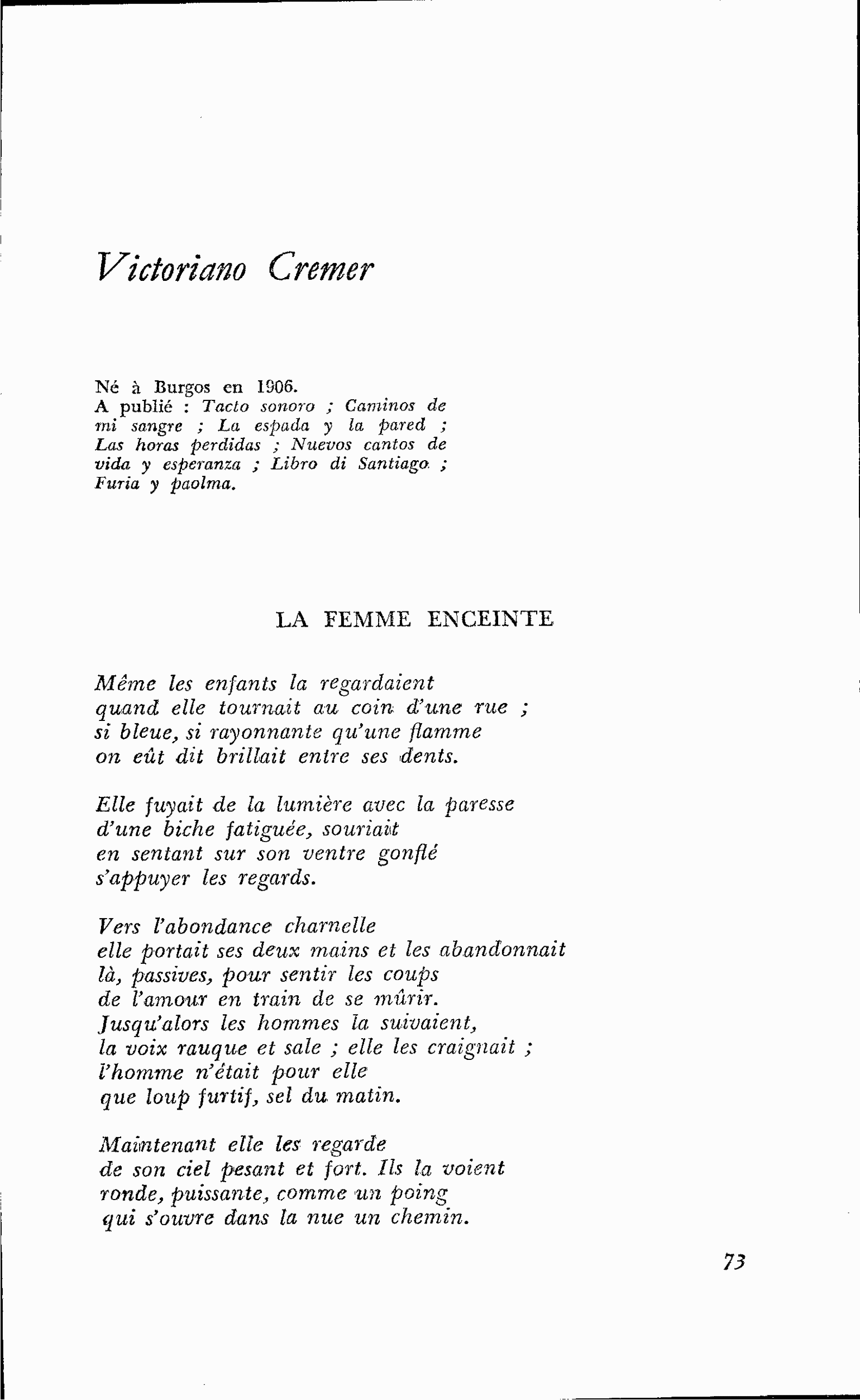 HONNEUR DE L’ESPAGNE : Victoriano Cremer
