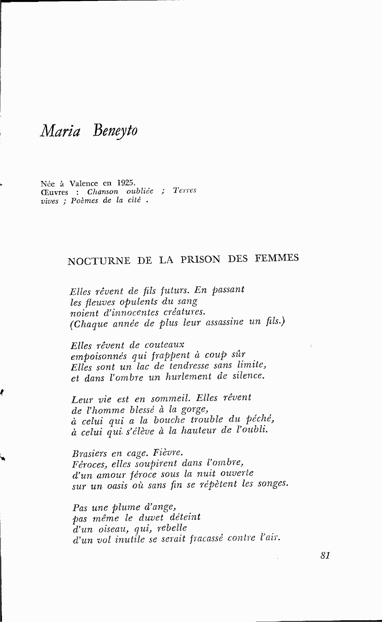 HONNEUR DE L’ESPAGNE : Maria Beneyto