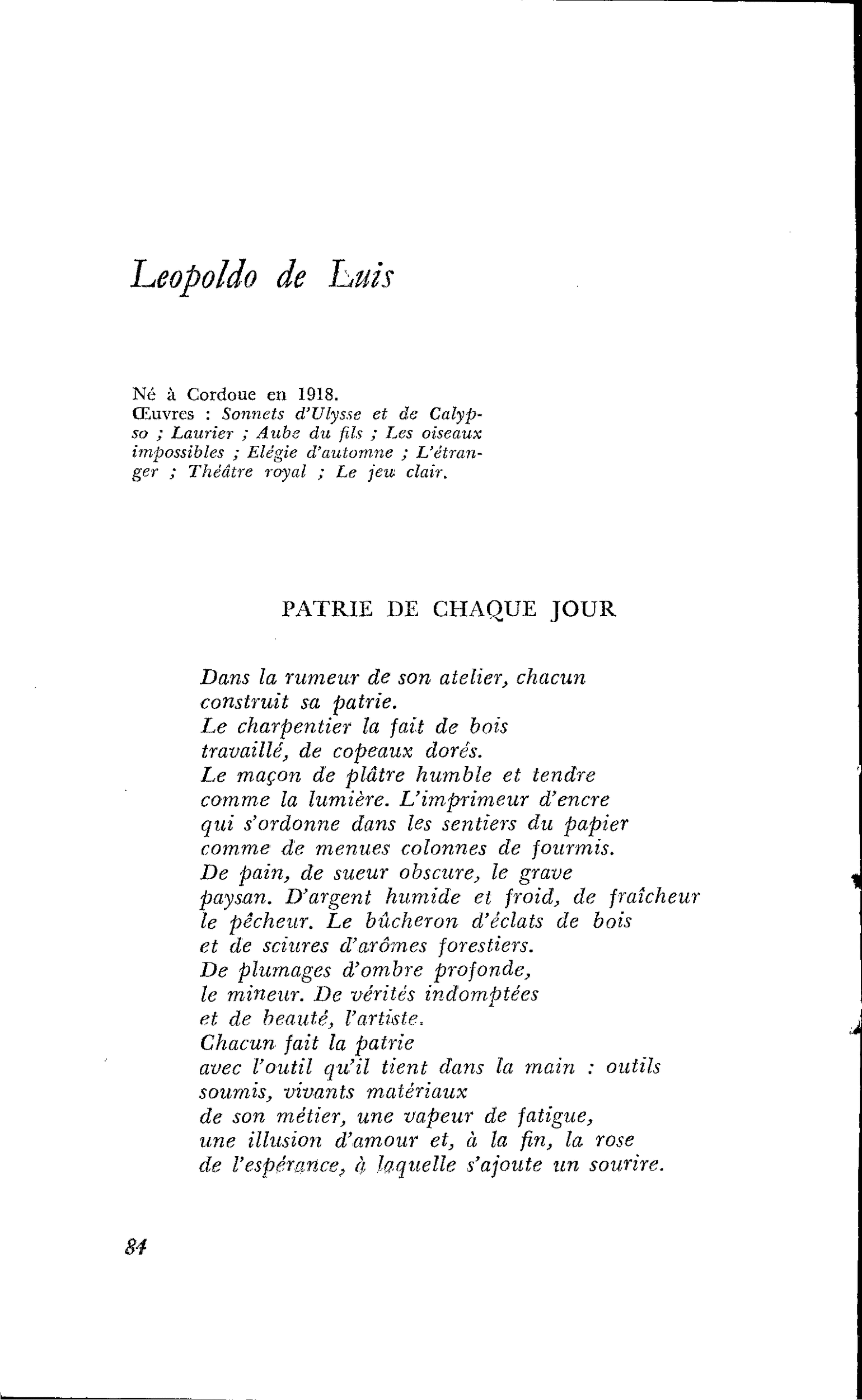 HONNEUR DE L’ESPAGNE : Leopoldo de Luis