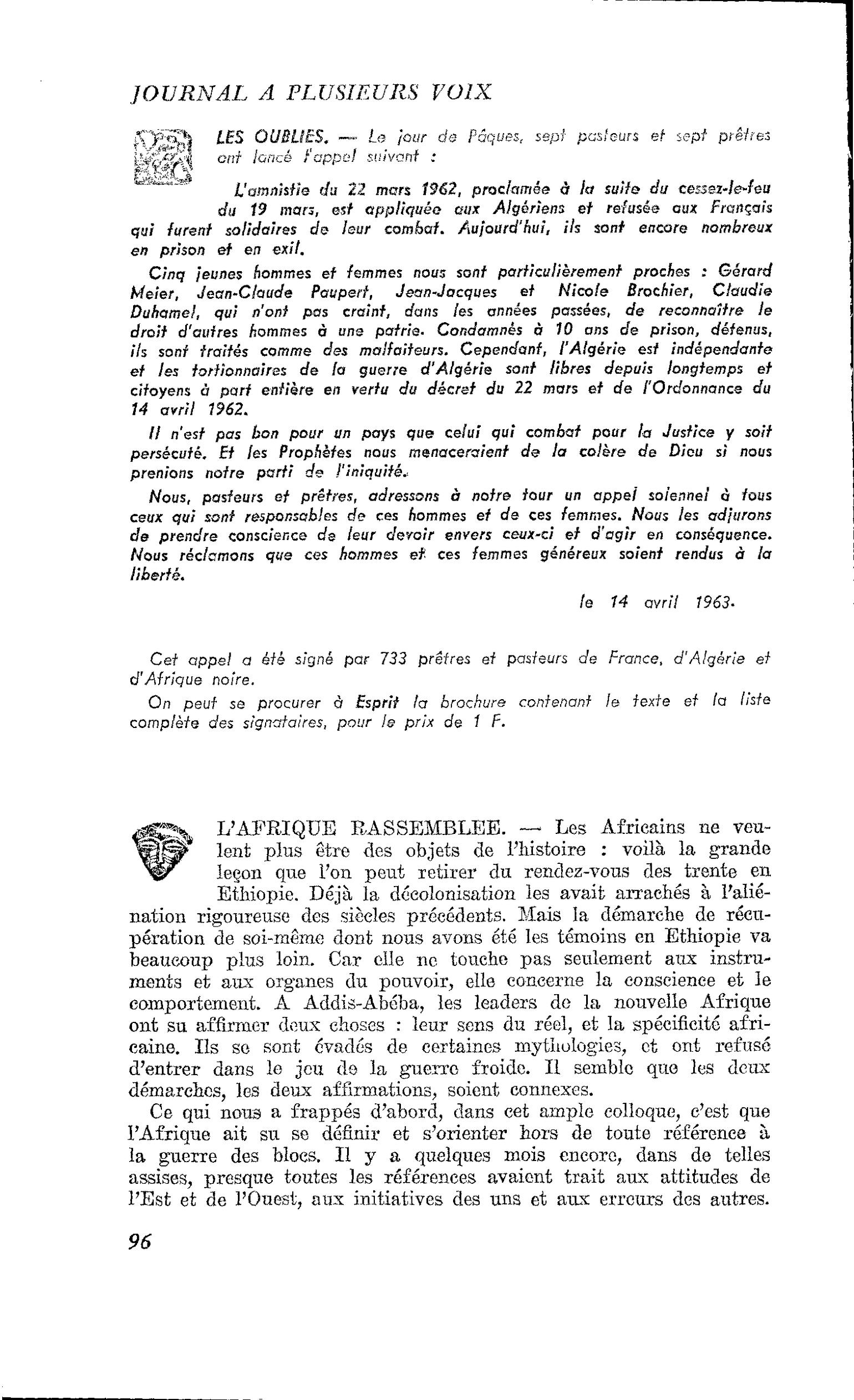 L’AFRIQUE RASSEMBLEE