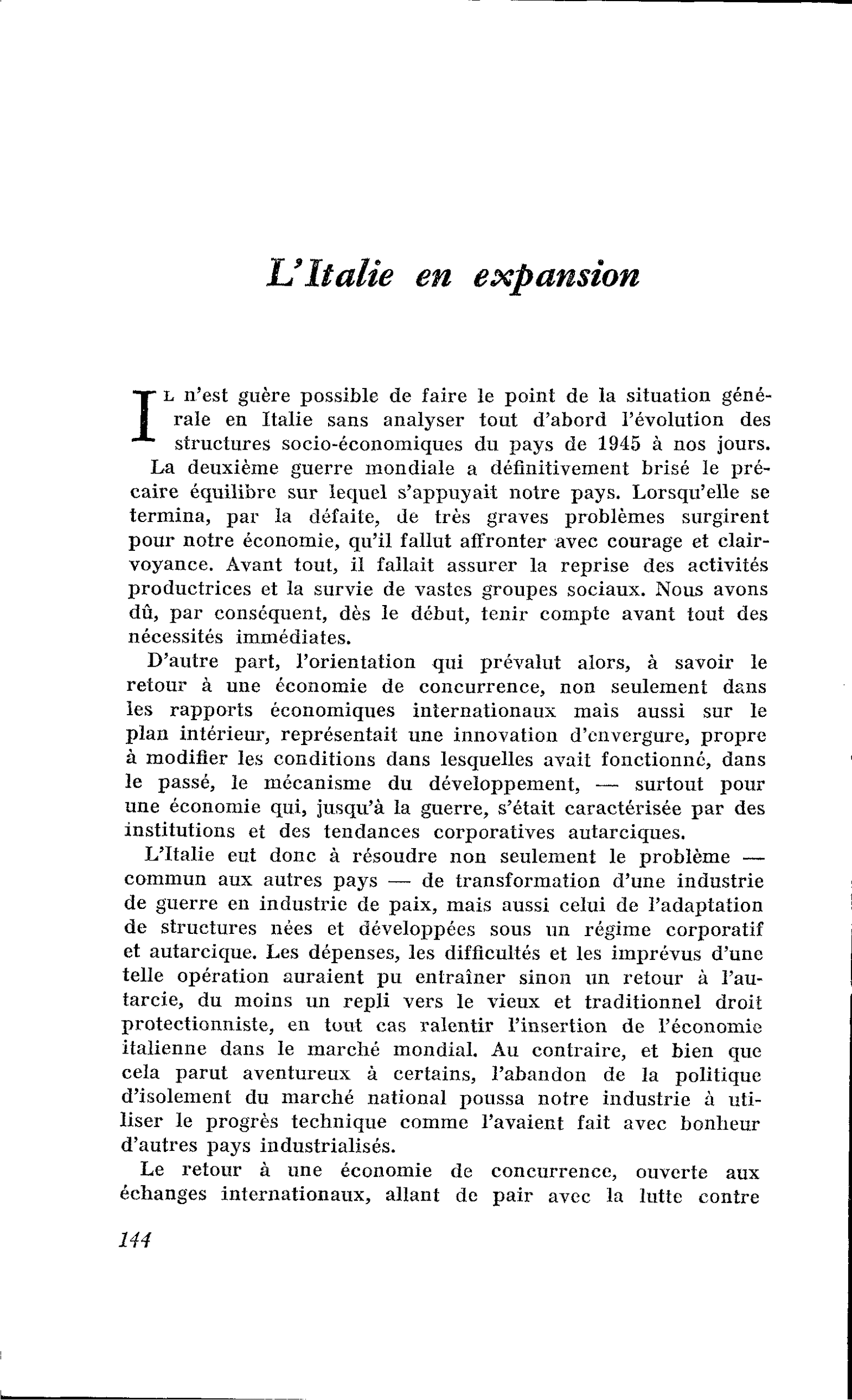 L’ltalie en expansion