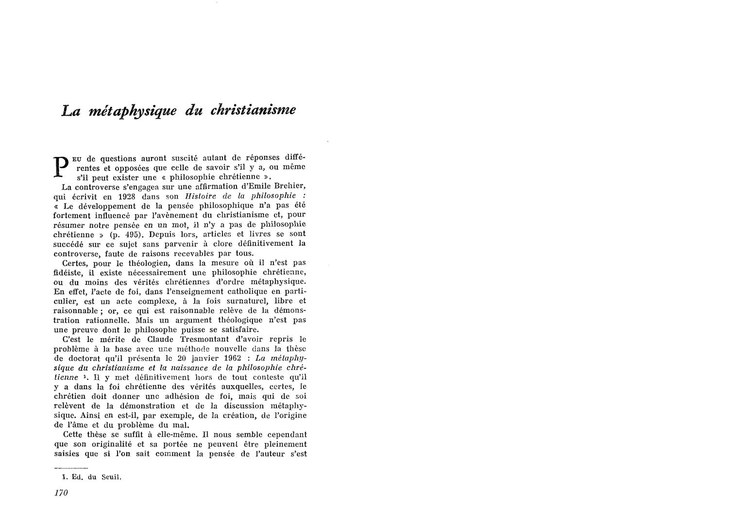 La métaphysique du christianisme