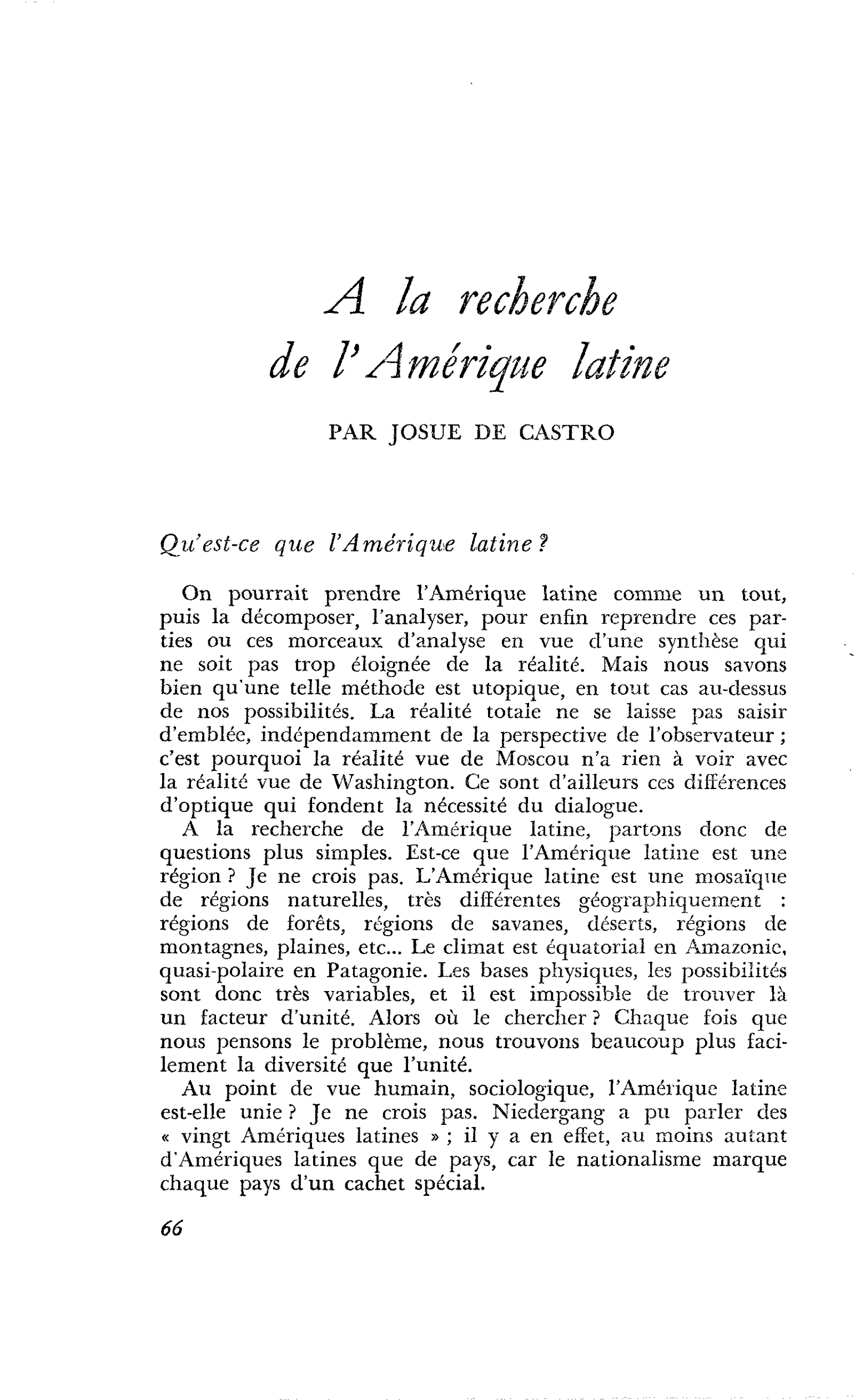 A la recherche de l’Amérique latine