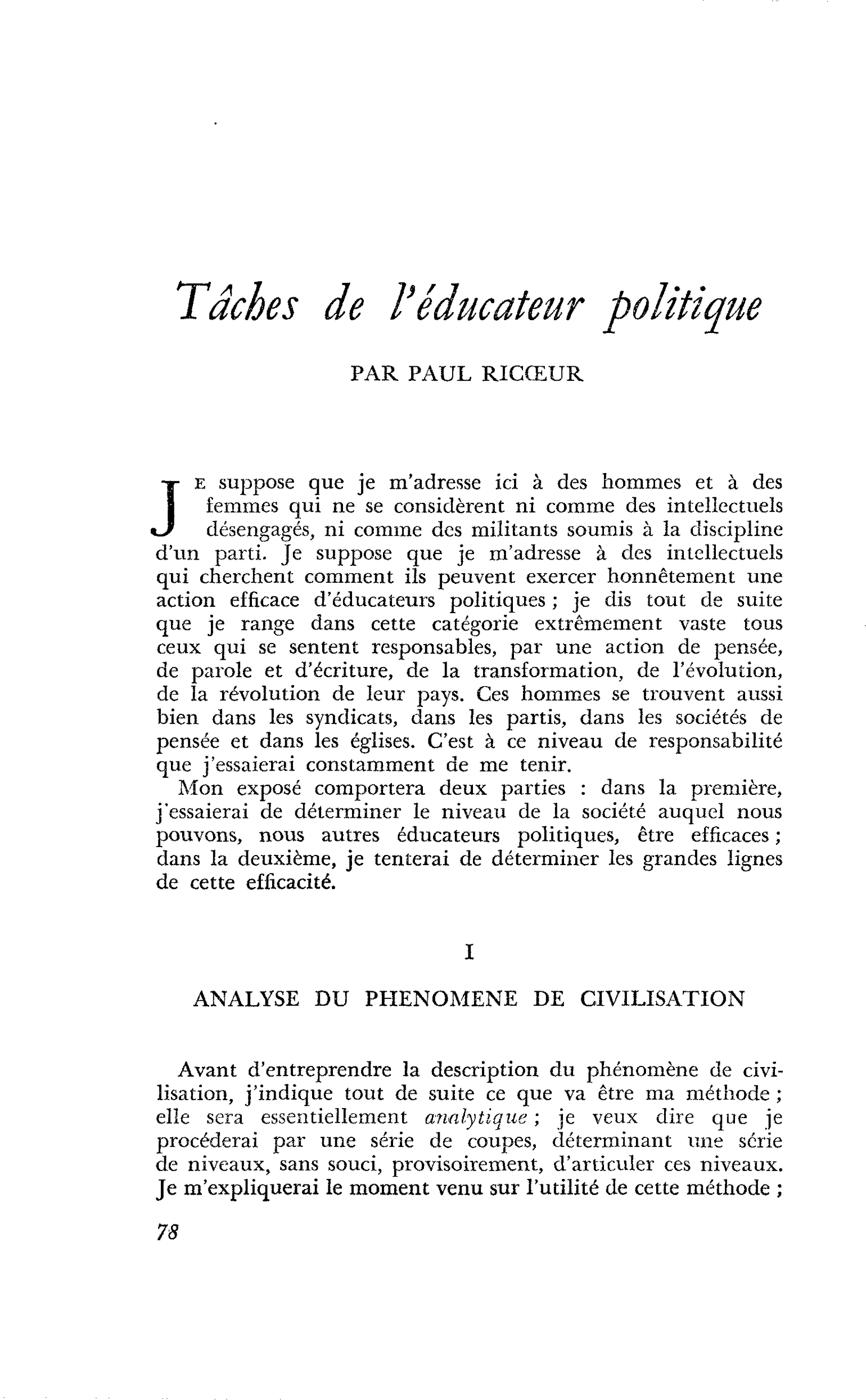 Tâches de l’éducateur politique