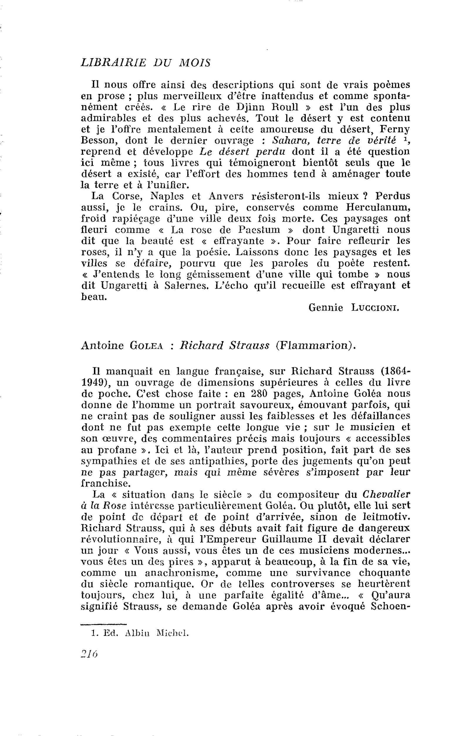 Antoine Golea : Richard Strauss