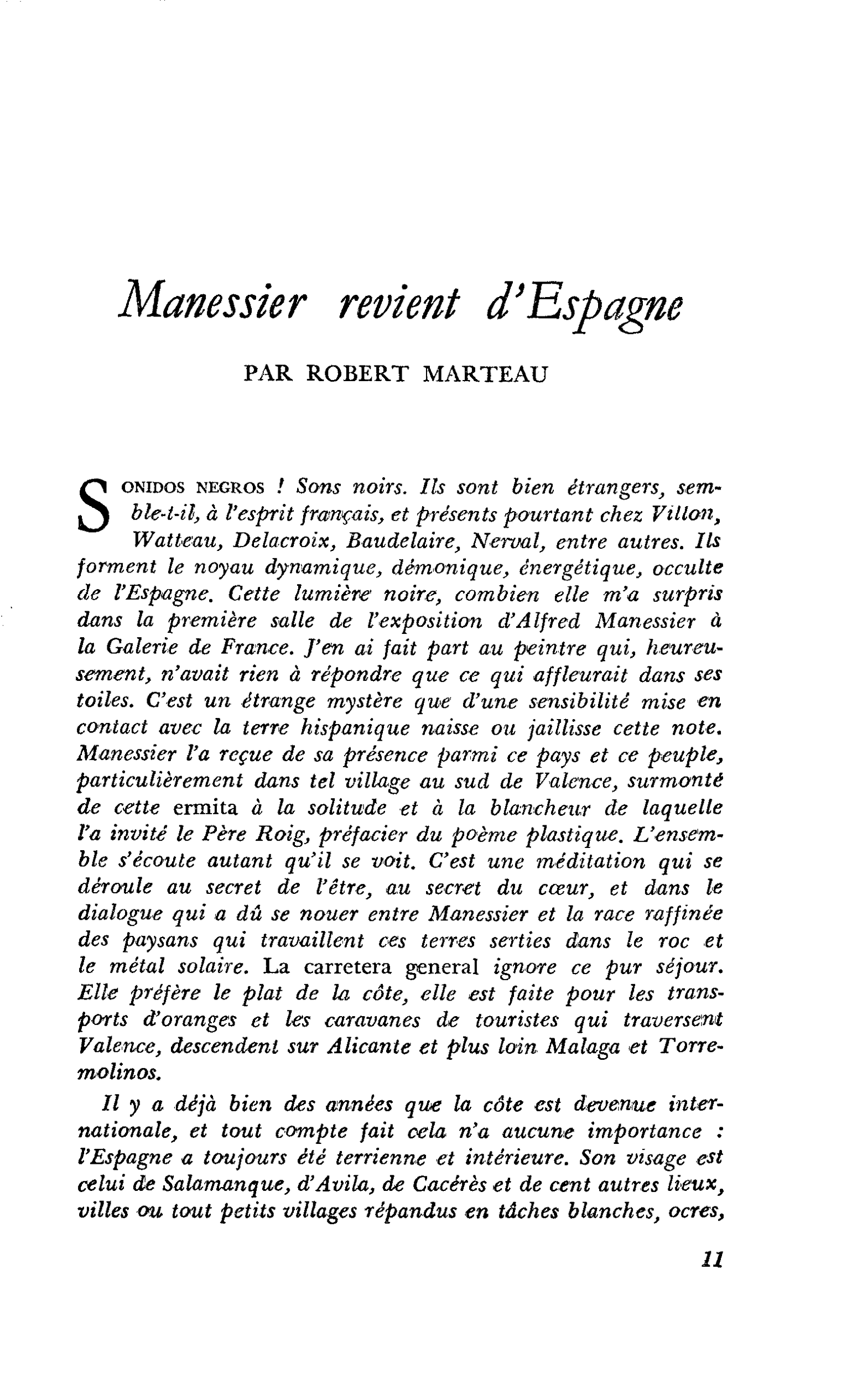 Manessier revient d’Espagne