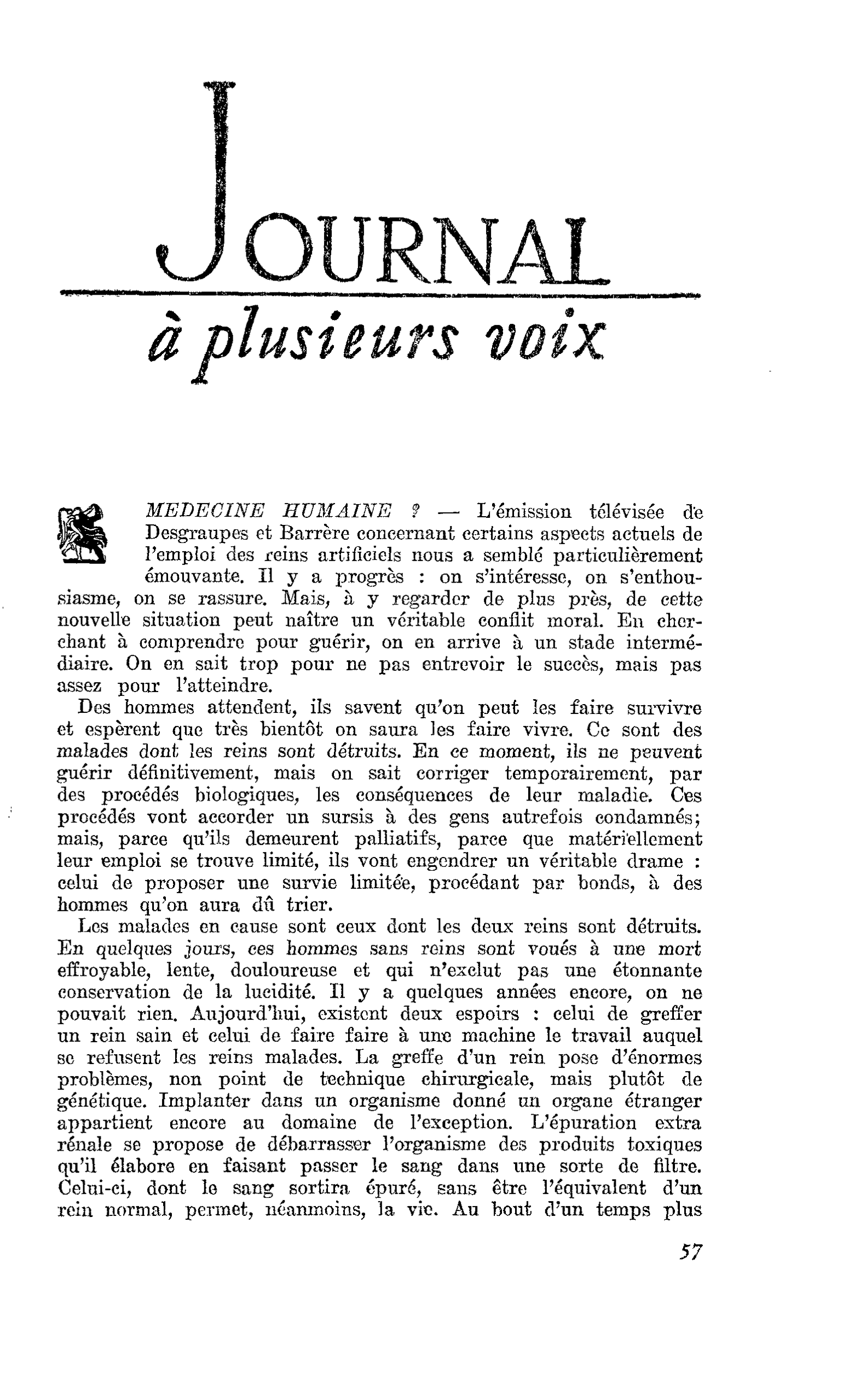 MEDECINE HUMAINE ?