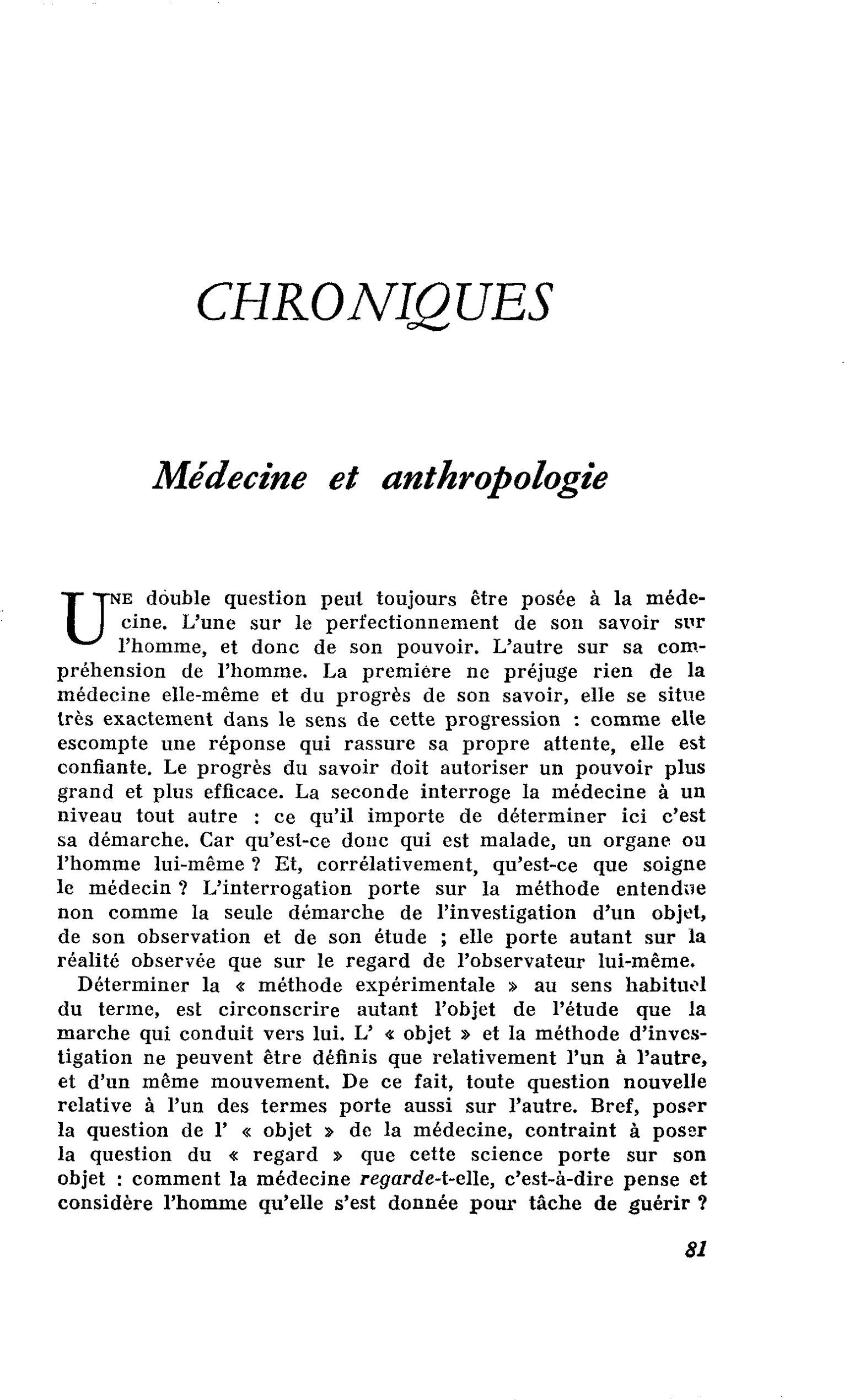 Médecine et anthropologie