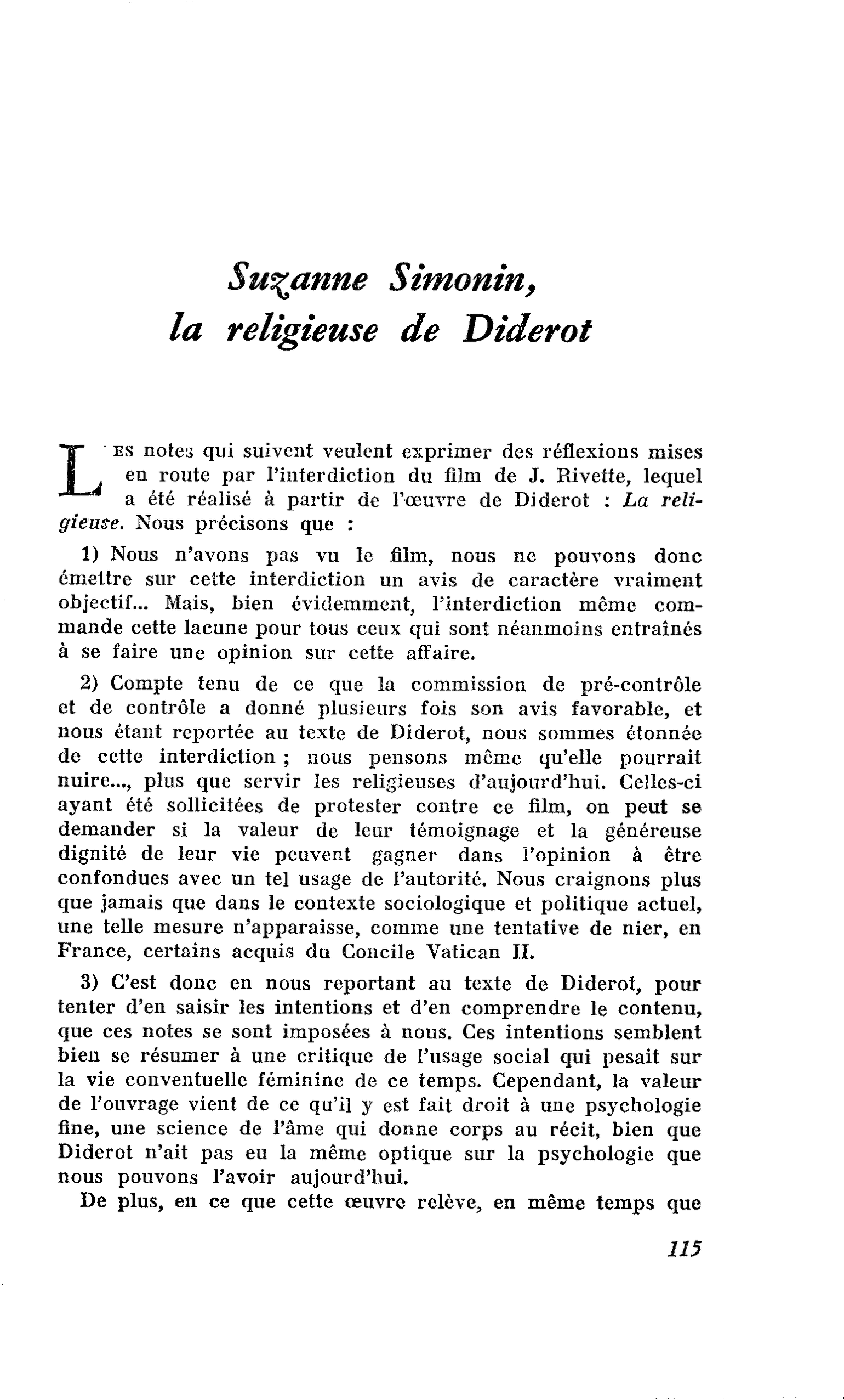 Suzanne Simonin, la religieuse de Diderot