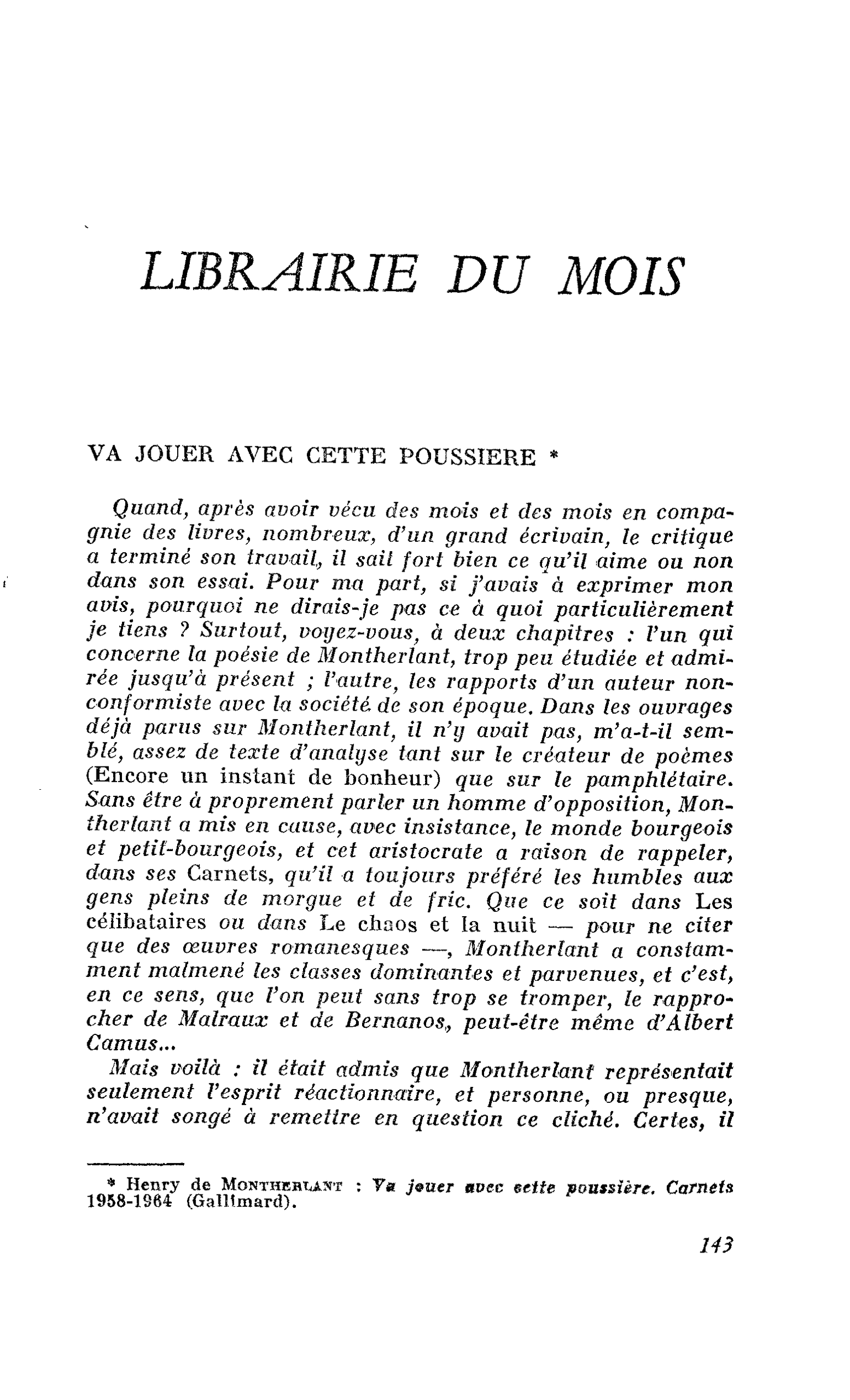 VA JOUER AVEC CETTE POUSSIERE