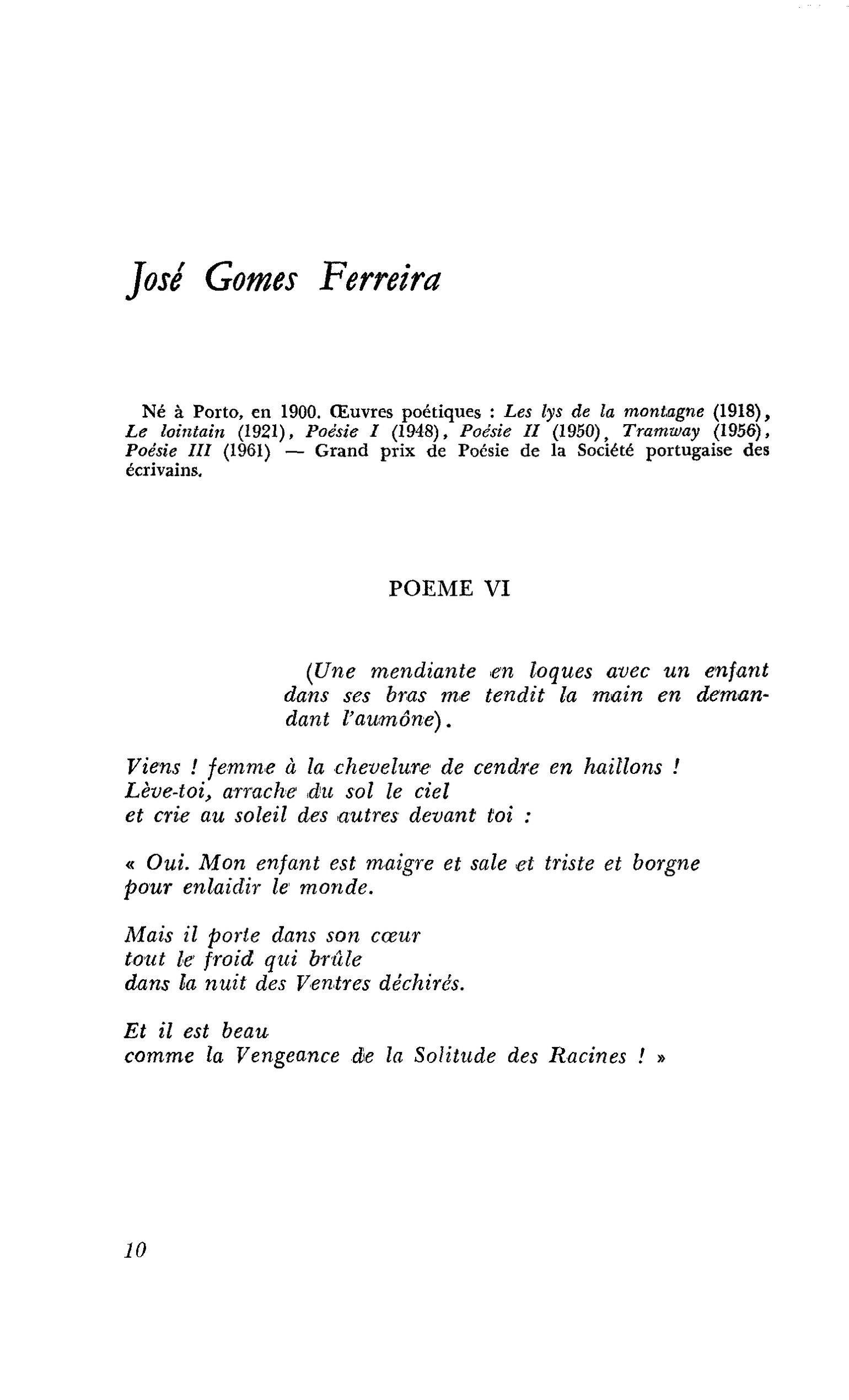 Poètes portugais : José Gomes Ferreira