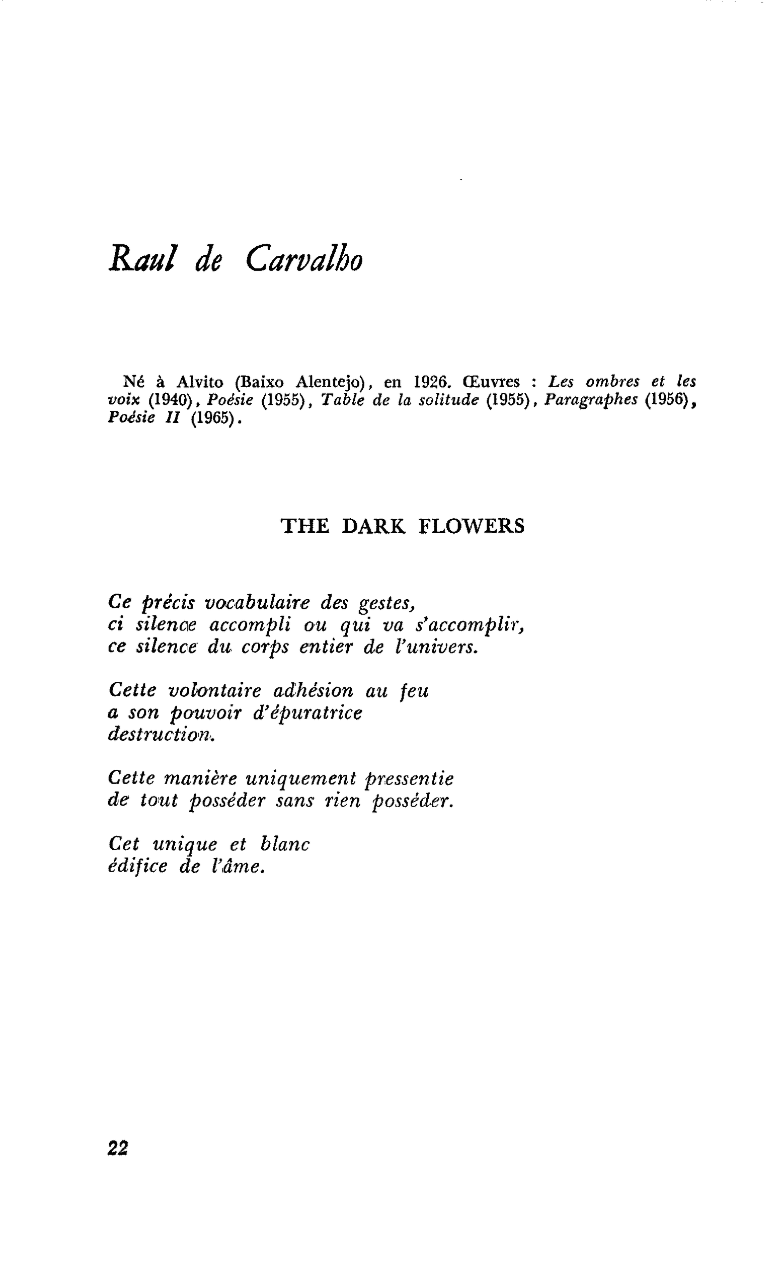 Poètes portugais : Raul de Carvalho