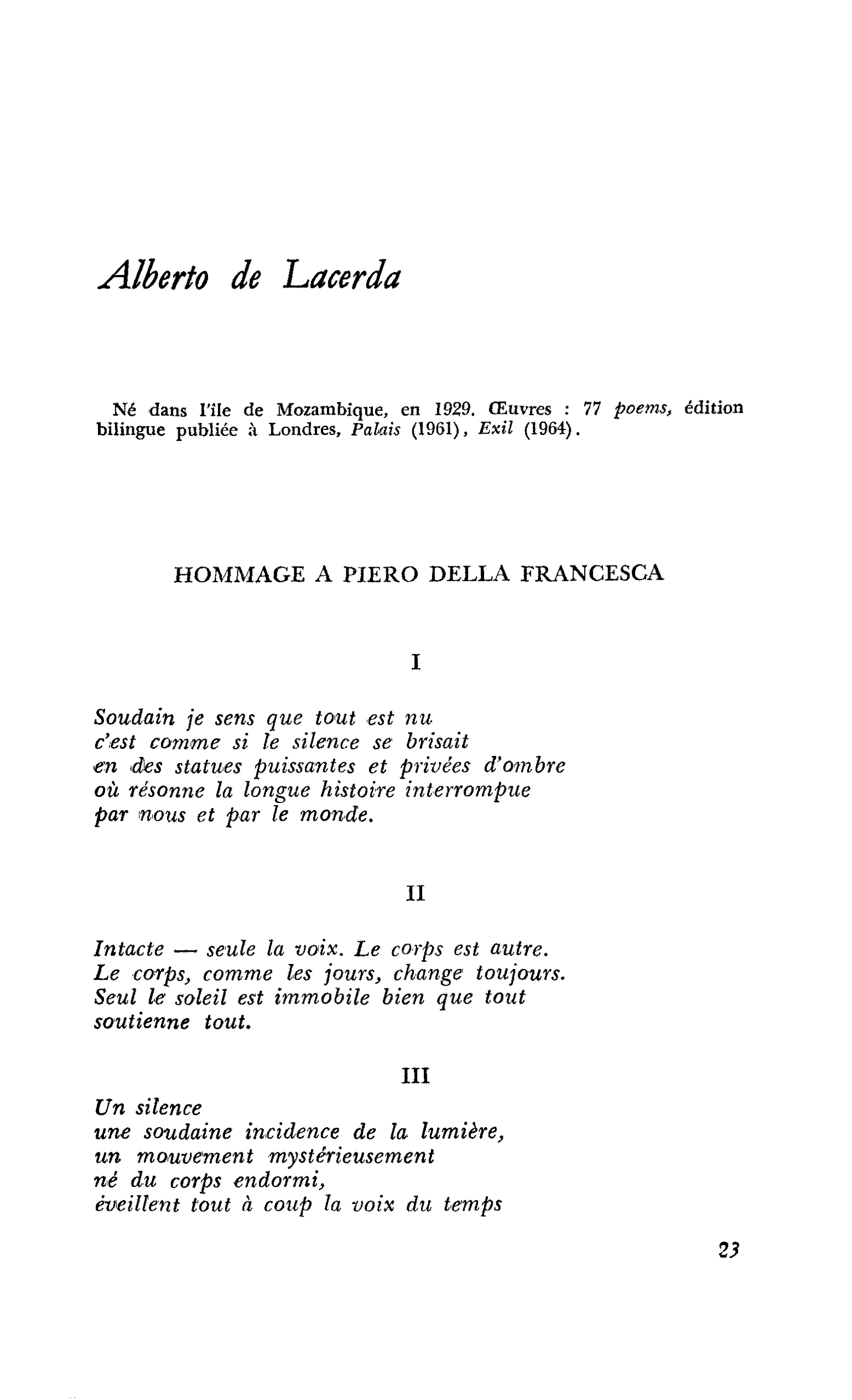 Poètes portugais : Alberto de Lacerda